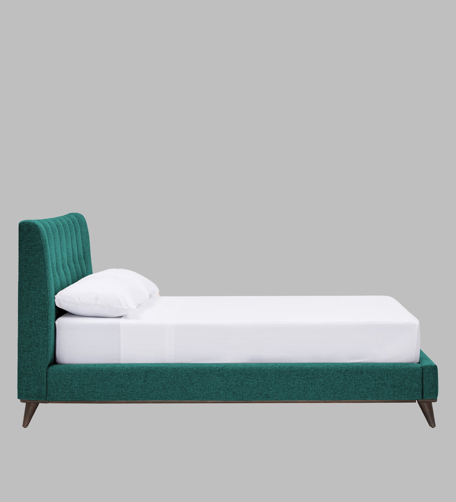 Jasmin Fabric Upholstered Queen Bed in Sea Green Colour