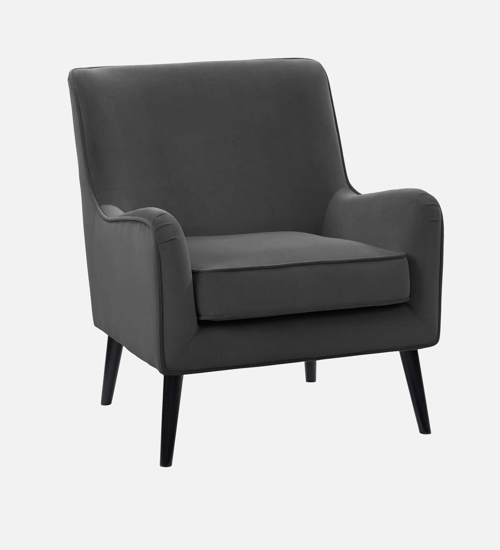 Ame Velvet Upholstered Arm Chair In Davy grey Colour - Febonic Living