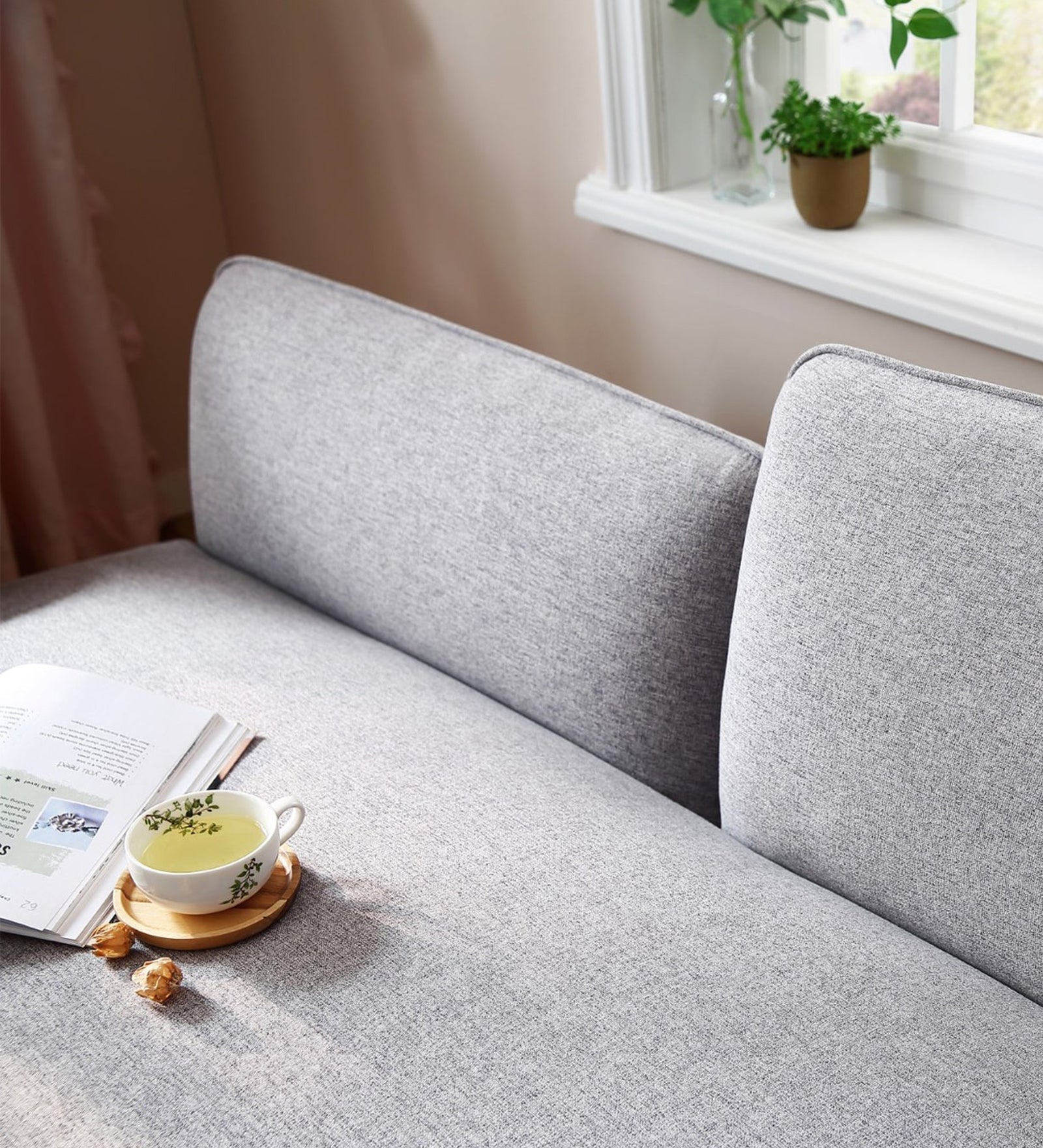 Clark Fabric LHS Chaise Lounger In Lit Grey Colour - Febonic Living