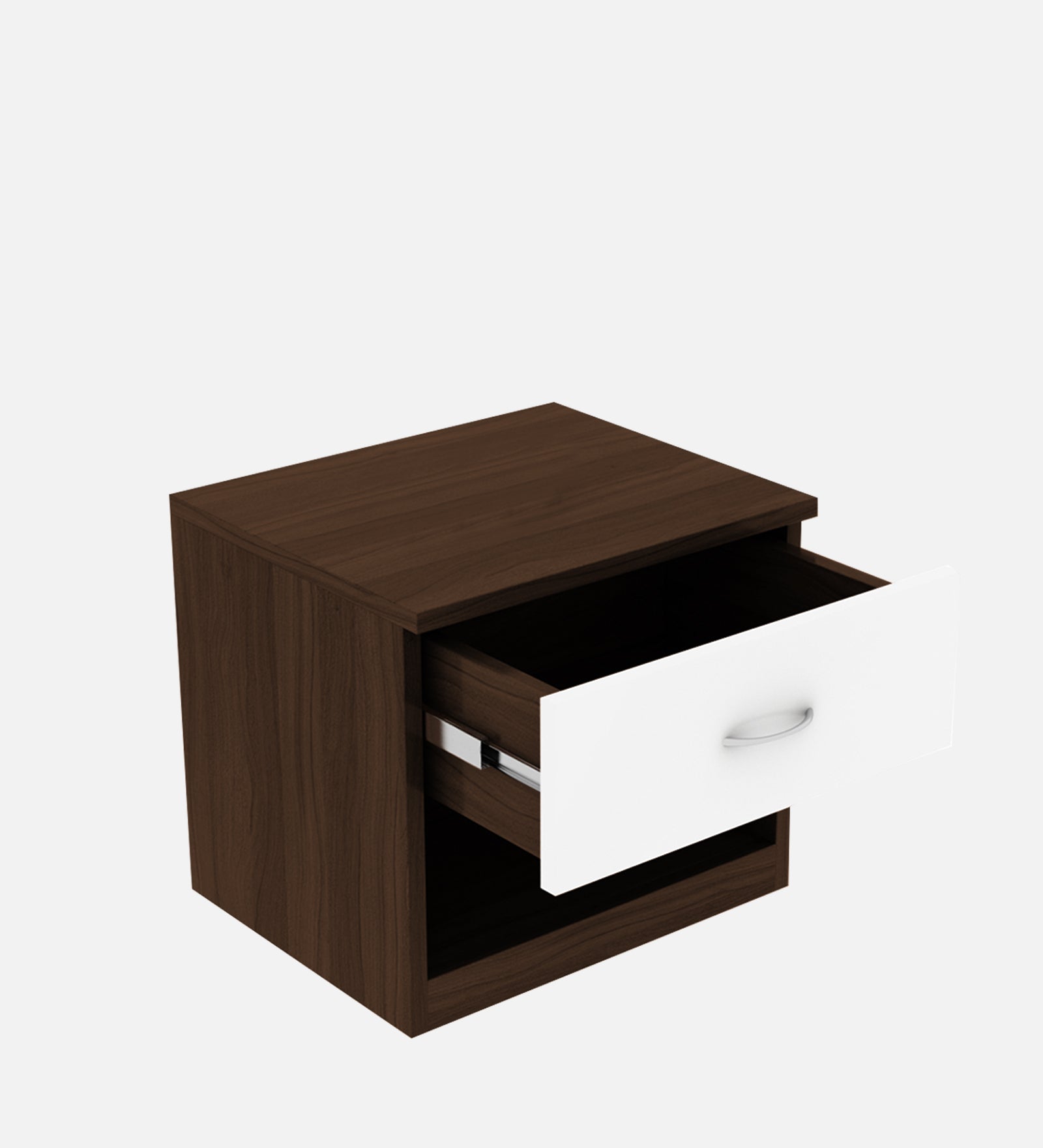 Rona Bedside Table With Drawer in Dark Walnut & Frosty White Finish - Febonic Living