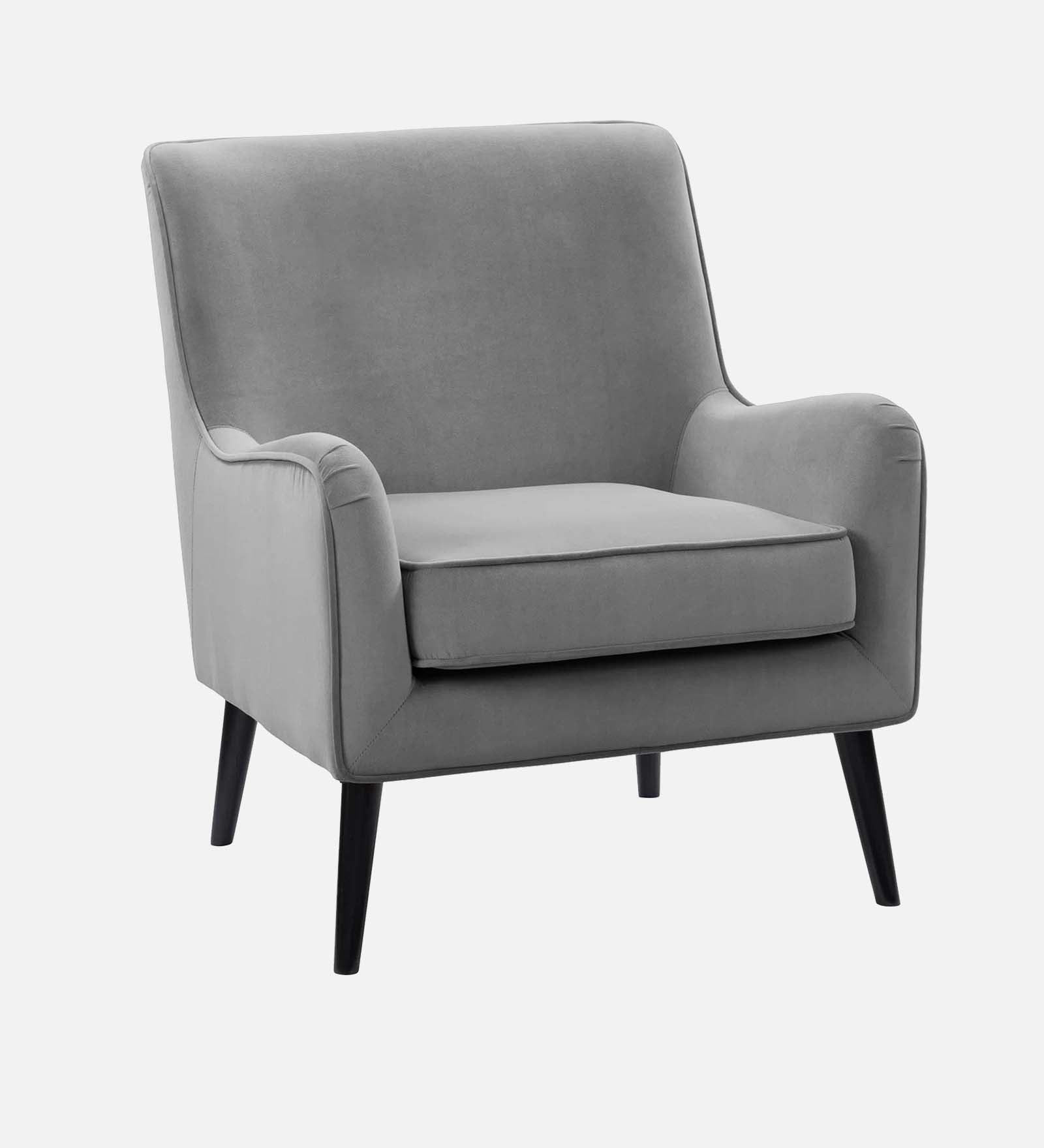 Ame Velvet Upholstered Arm Chair In concrete grey Colour - Febonic Living