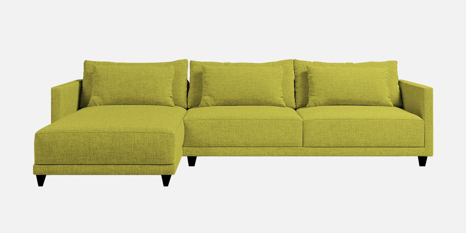 Kera Fabric RHS Sectional Sofa (3+Lounger) In Parrot Green Colour - Febonic Living