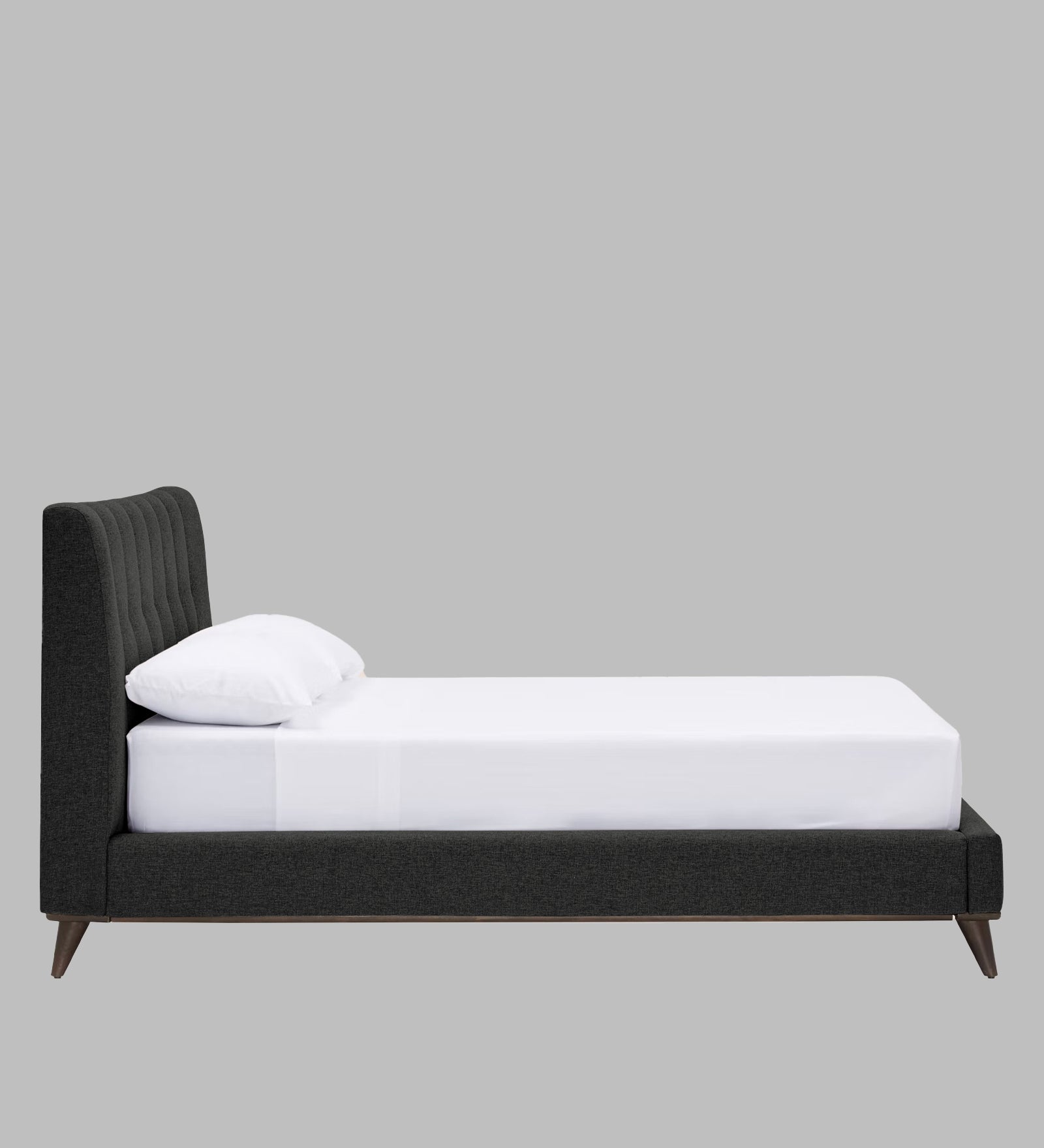 Jasmin Fabric Upholstered Queen Bed in Charcoal Grey Colour - Febonic Living