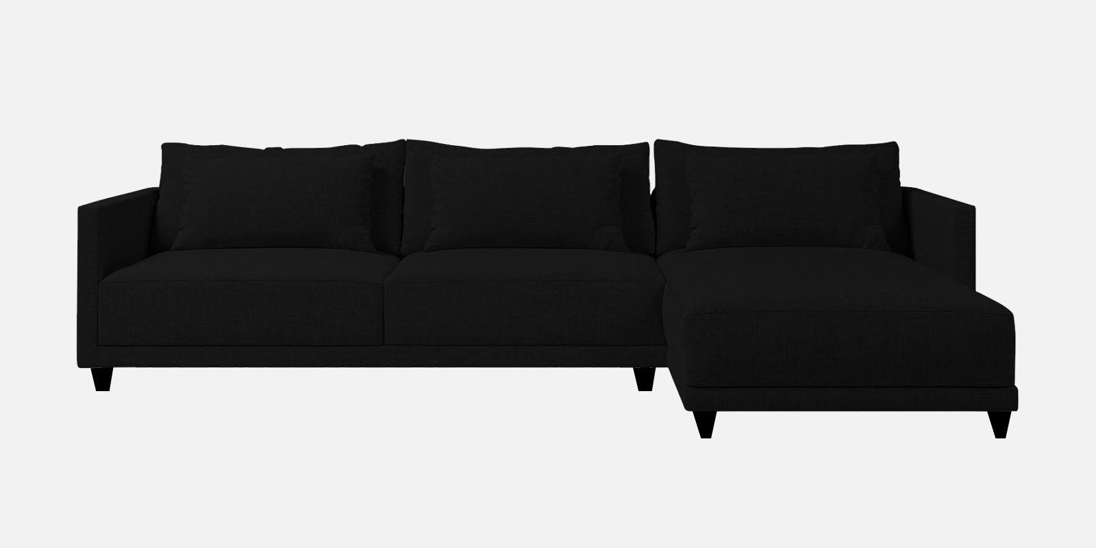 Kera Fabric LHS Sectional Sofa (3+Lounger) In Zed Black Colour - Febonic Living