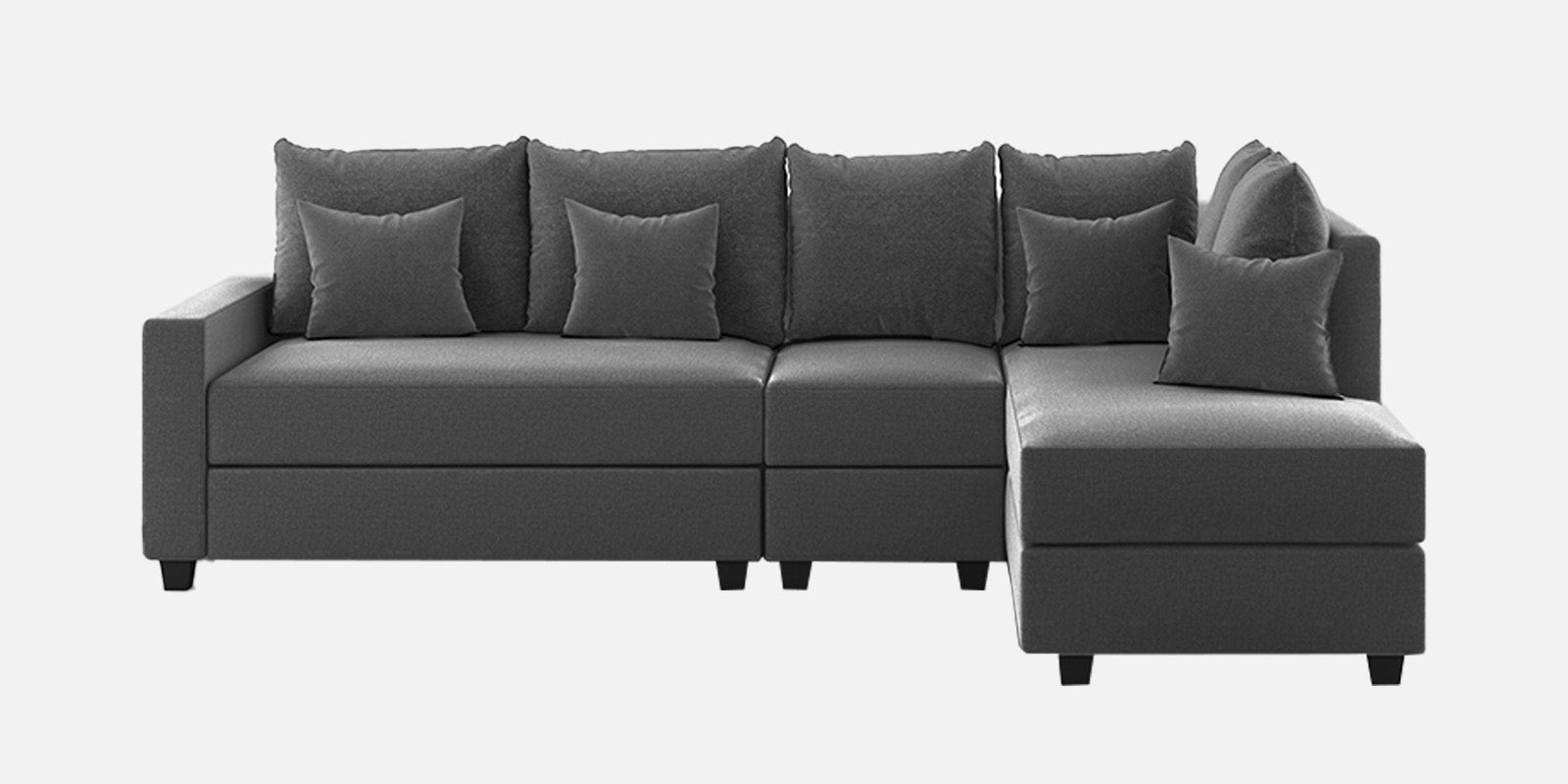 Ginny Fabric LHS Sectional Sofa (3+Lounger) In Charcoal Grey Colour - Febonic Living