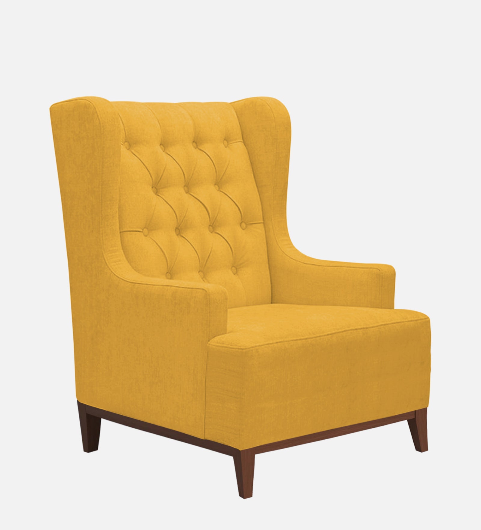 Kuchi Fabric Wing Chair In Bold Yellow Colour - Febonic Living