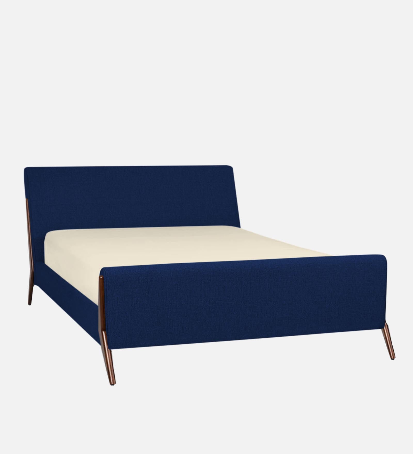 Catla Fabric Queen Size Bed In Royal Blue Colour - Febonic Living