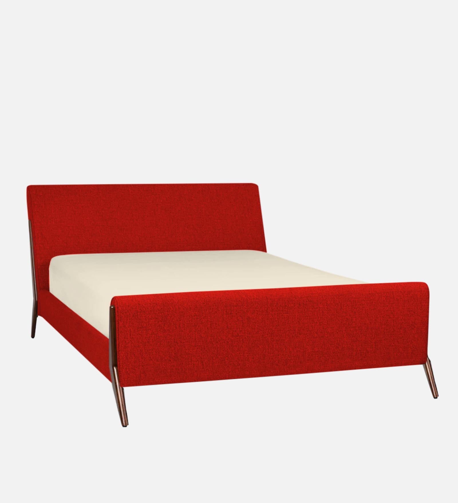Catla Fabric Queen Size Bed In Ruby Red Colour - Febonic Living