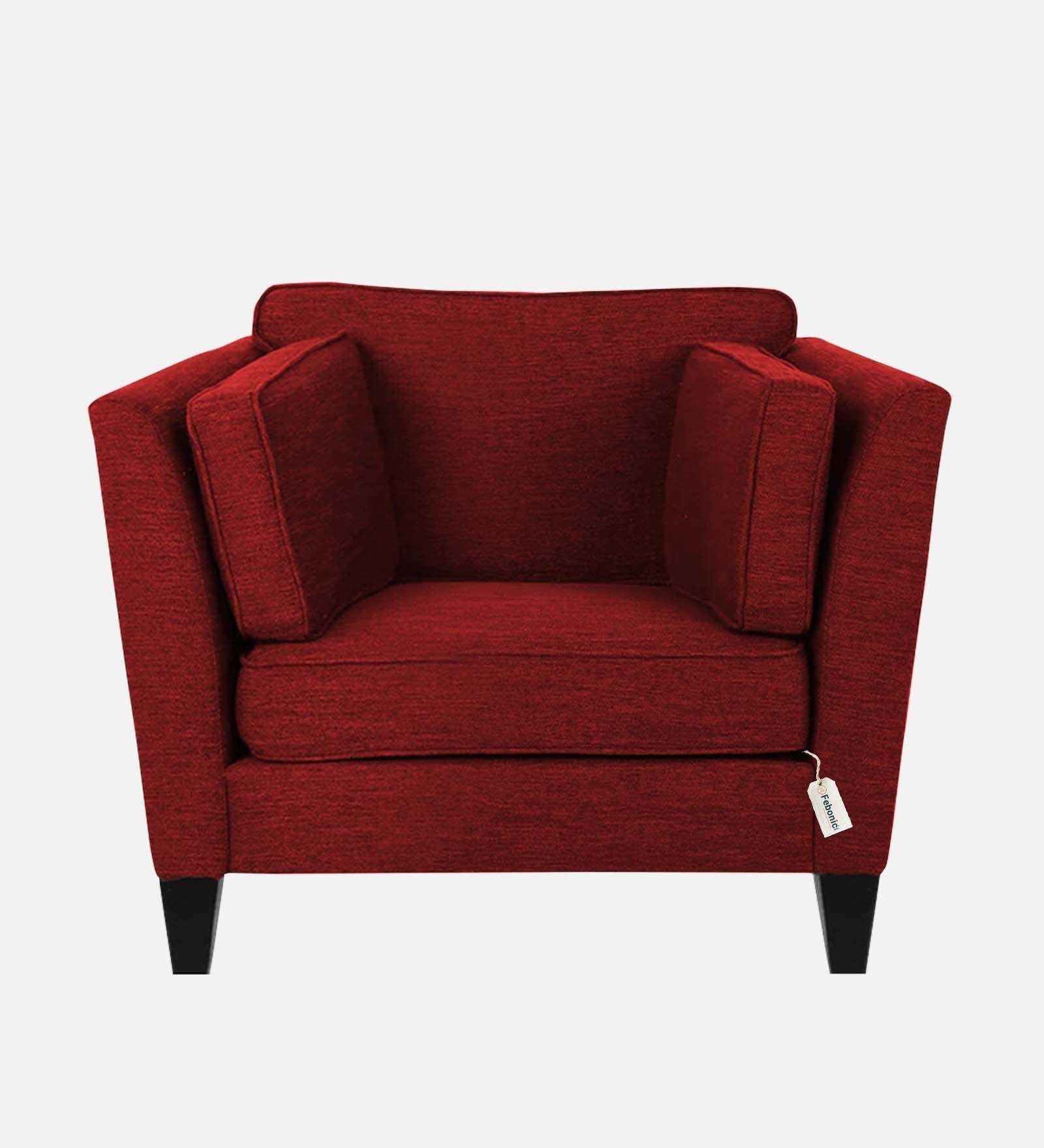 Nigar Fabric 1 Seater Sofa In  Blood Maroon Colour - Febonic Living