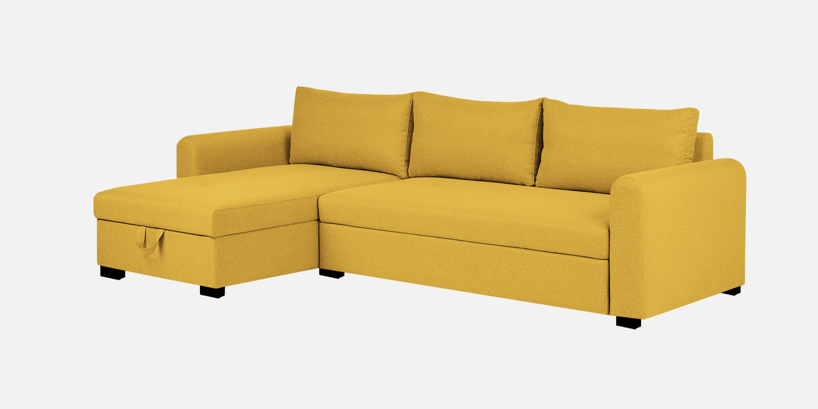 Sigma Fabric RHS Sectional Sofa (3+Lounger) In Bold Yellow Colour - Febonic Living