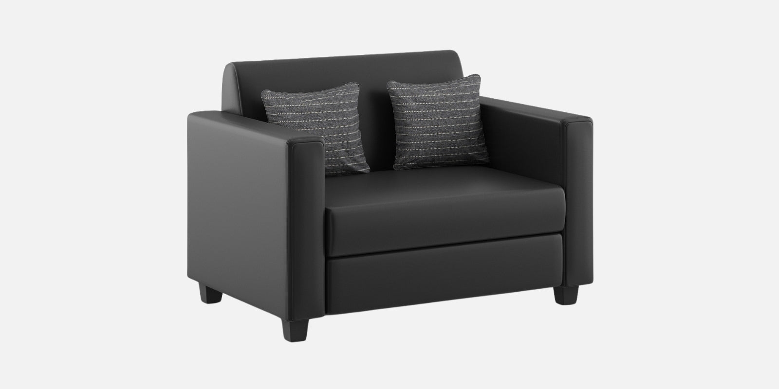 Baley Leatherette 2 Seater Sofa In Dark Black Colour - Febonic Living