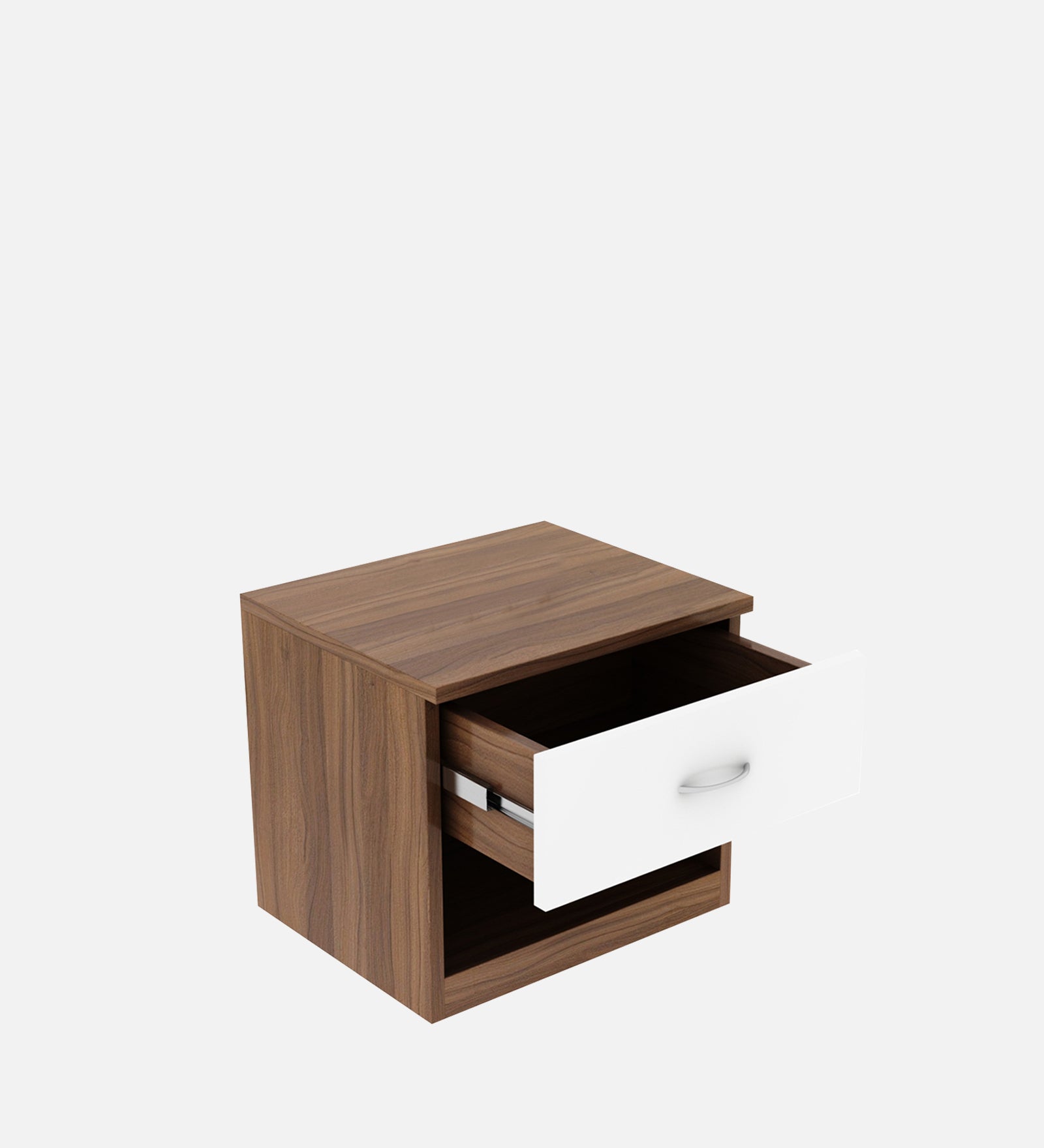 Rona Bedside Table With Drawer in Oral Walnut & Frosty White Finish - Febonic Living