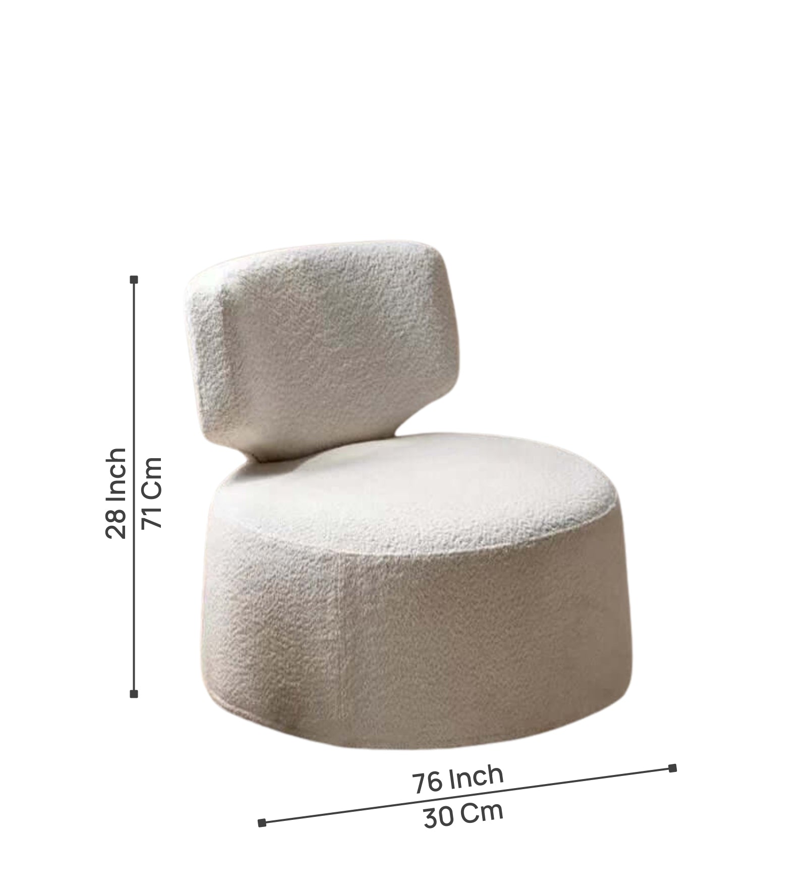 Frank Boucle Fabric Swivel Chair In Shell White Colour - Febonic Living