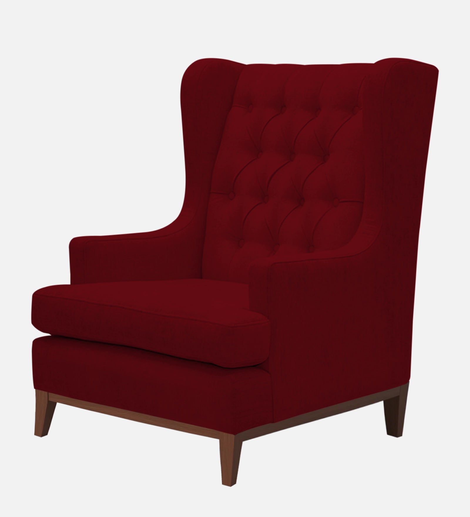 Panas Fabric Wing Chair In Ruby Red Colour - Febonic Living