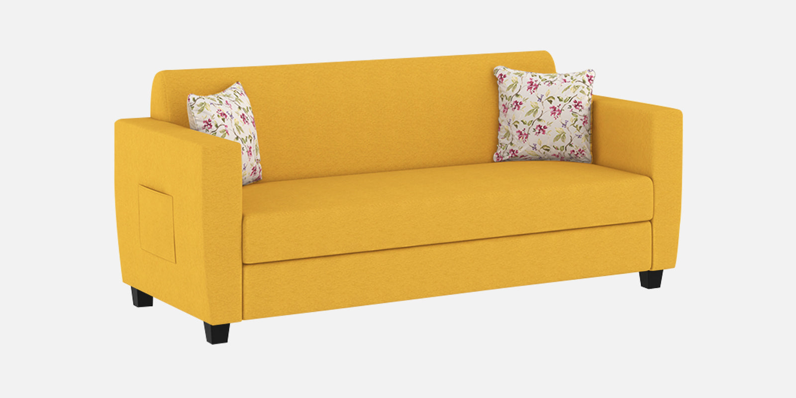 Gozi Fabric 3 Seater Sofa In Bold Yellow Colour - Febonic Living