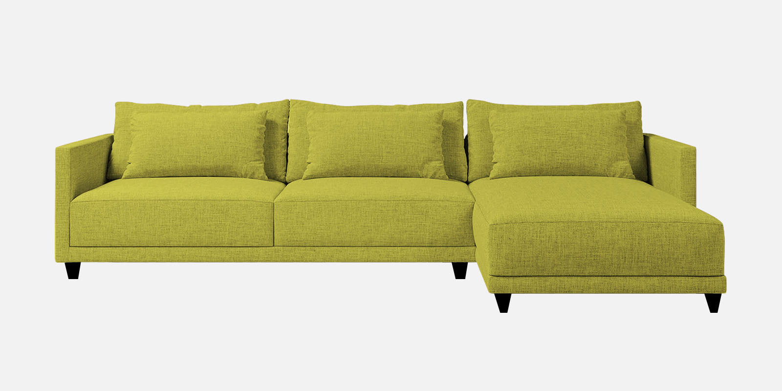 Kera Fabric LHS Sectional Sofa (3+Lounger) In Parrot Green Colour - Febonic Living
