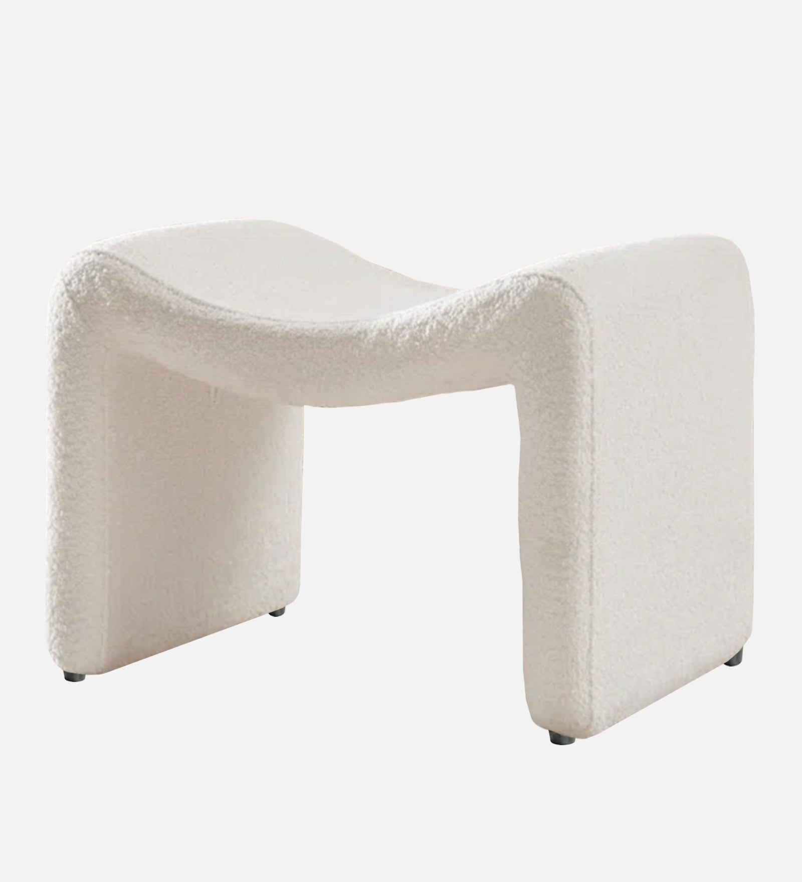Olive Boucle Foot Stool In Bright White Colour - Febonic Living