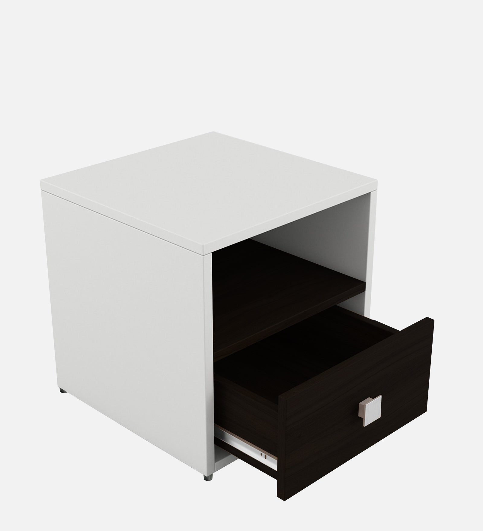Fenn Bedside Table With Drawer in Wenge & Frosty White Finish - Febonic Living