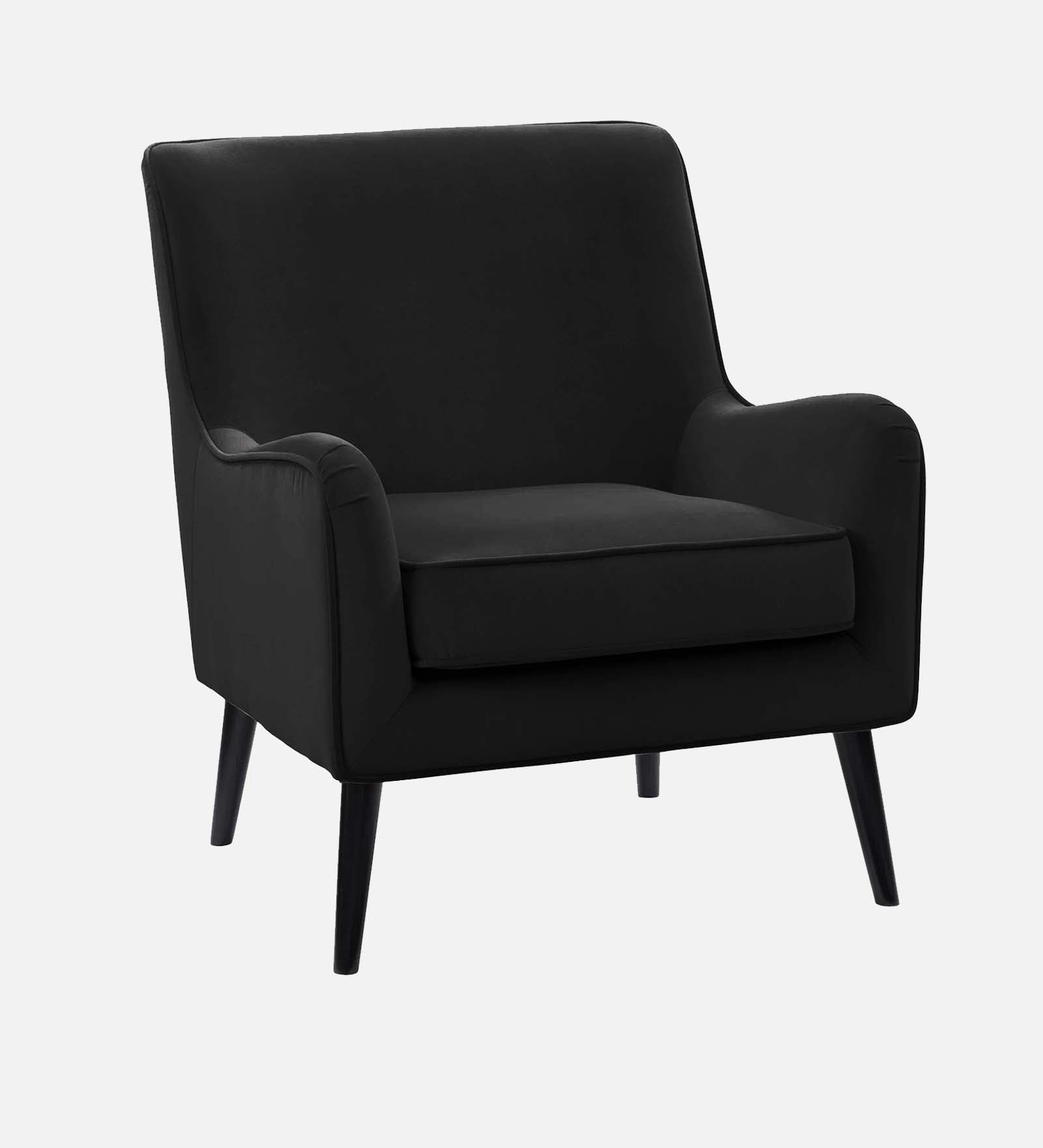 Ame Velvet Upholstered Arm Chair In Adam Black Colour - Febonic Living