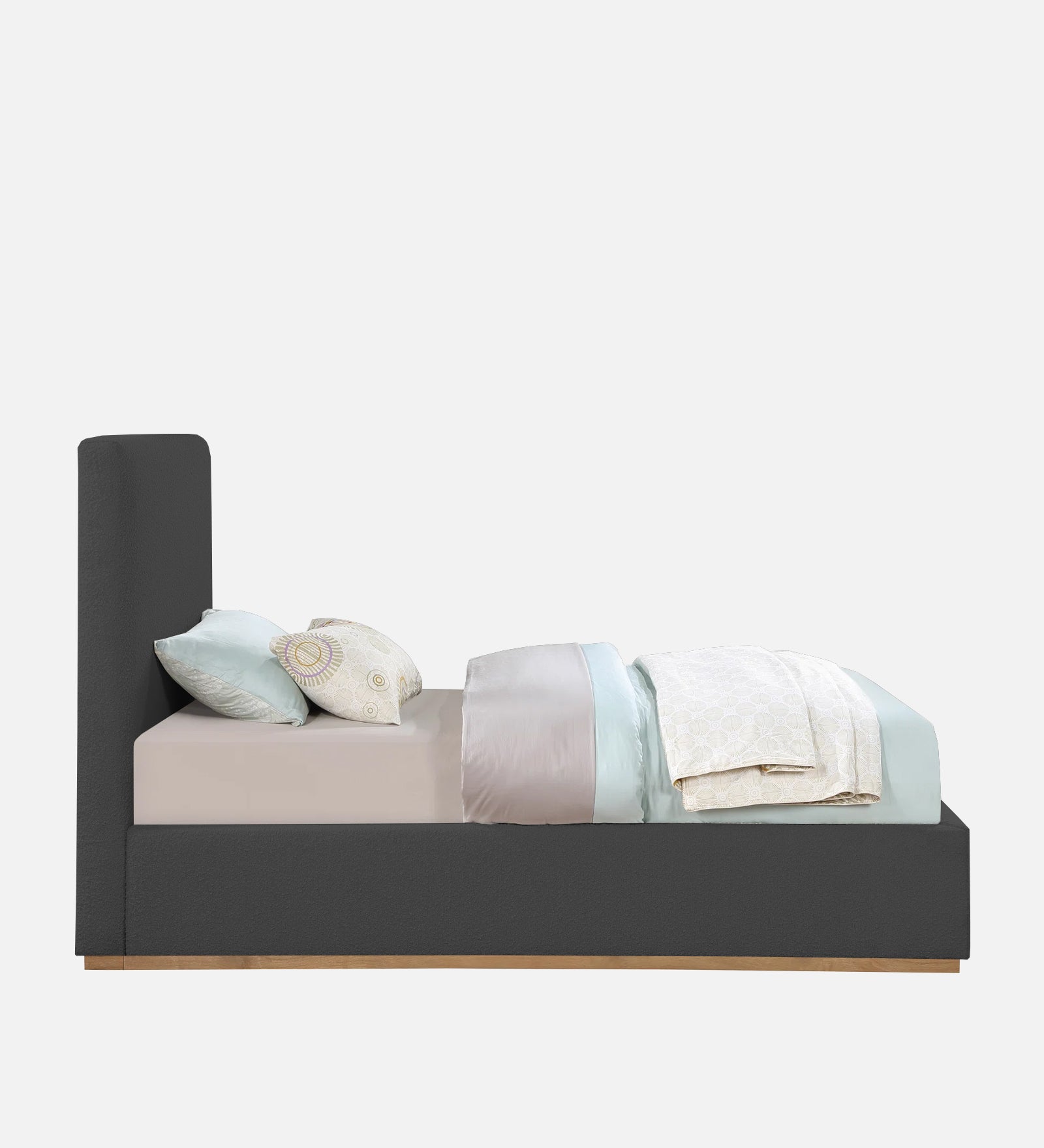 Eddy Boucle Fabric Single Bed in Lava Grey - Febonic Living
