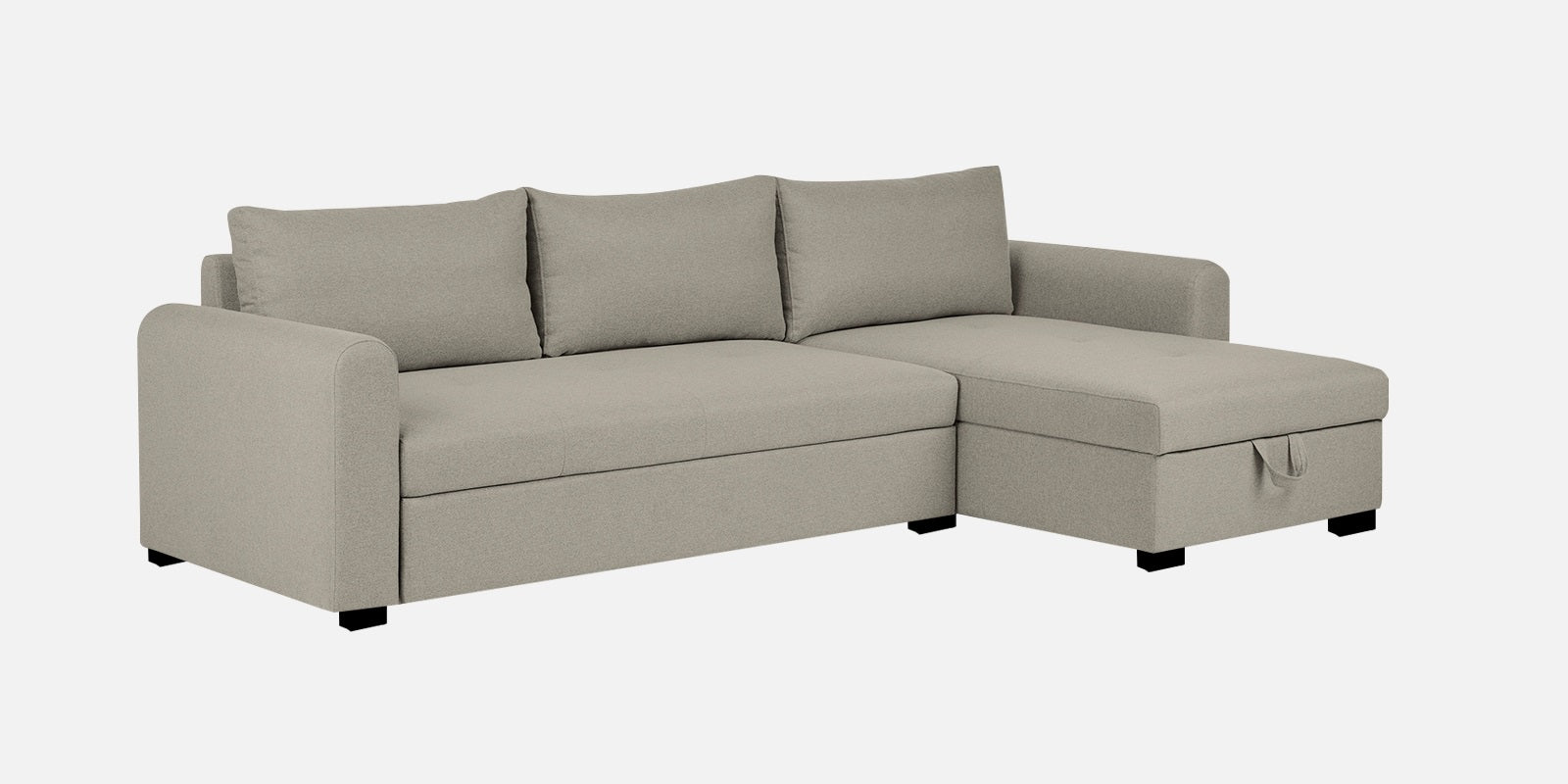 Sigma Fabric LHS Sectional Sofa (3+Lounger) In Ash Grey Colour - Febonic Living