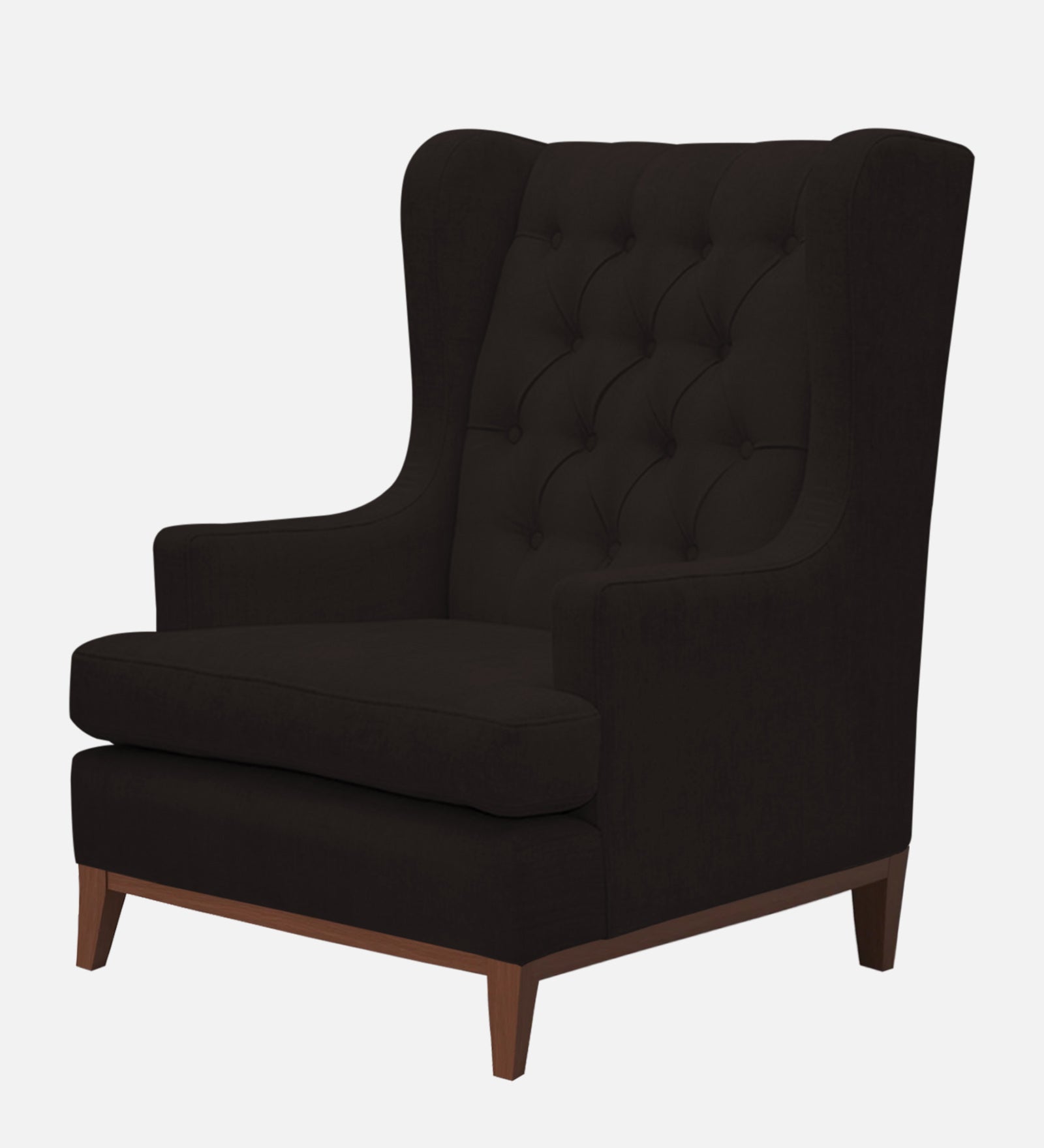 Panas Fabric Wing Chair In Caro Brown Colour - Febonic Living