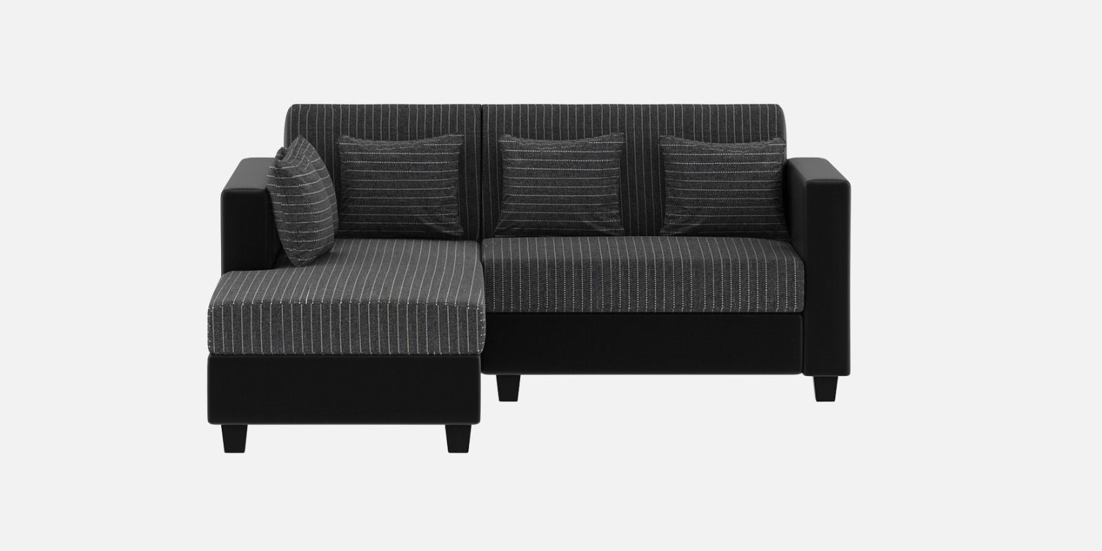 Baley Fabric RHS Sectional Sofa (2+Lounger) In Lama Black Colour - Febonic Living