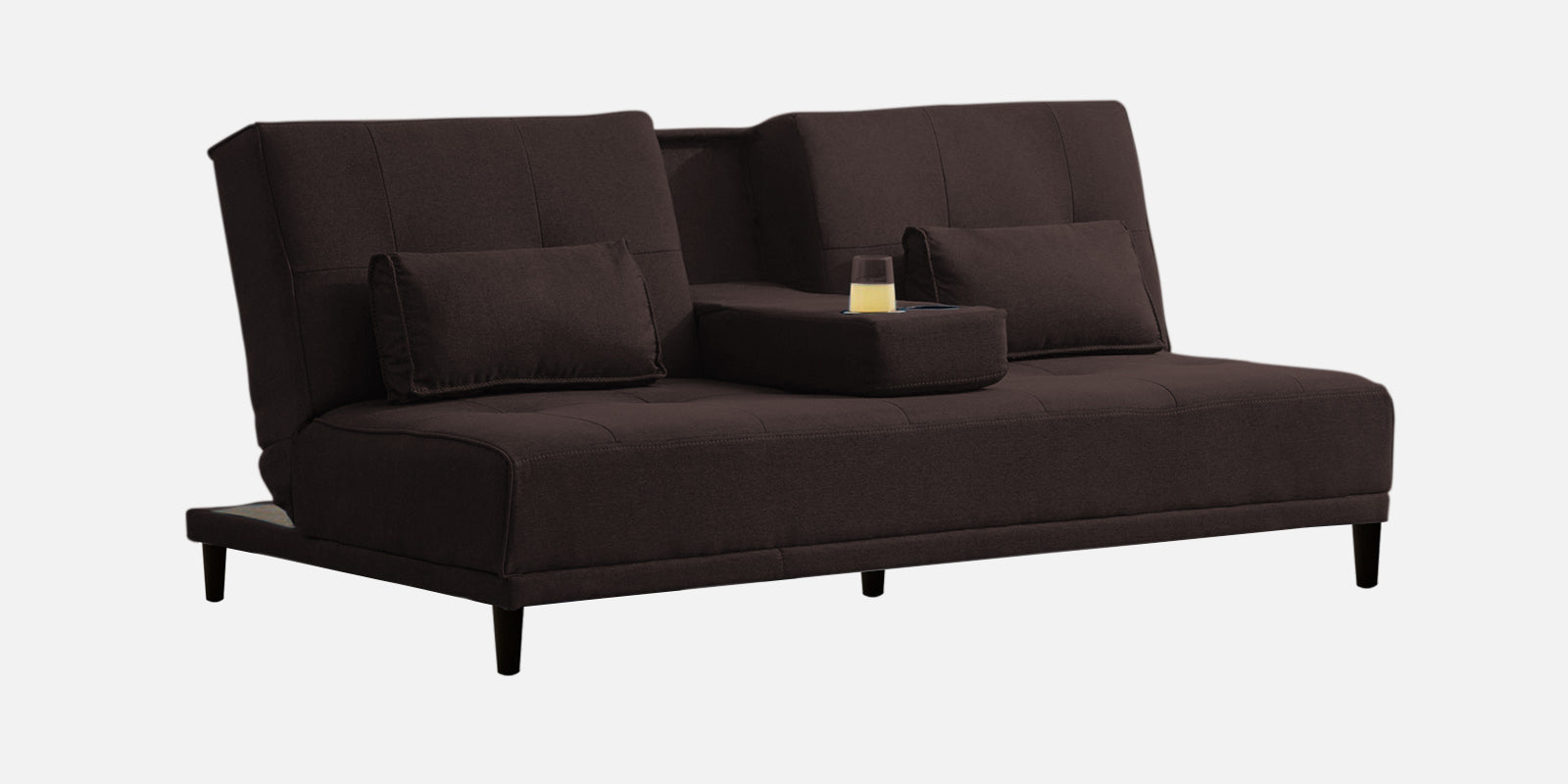 Jerry Fabric 3 Seater Convertible Sofa Cum Bed In Dark Brown Colour - Febonic Living