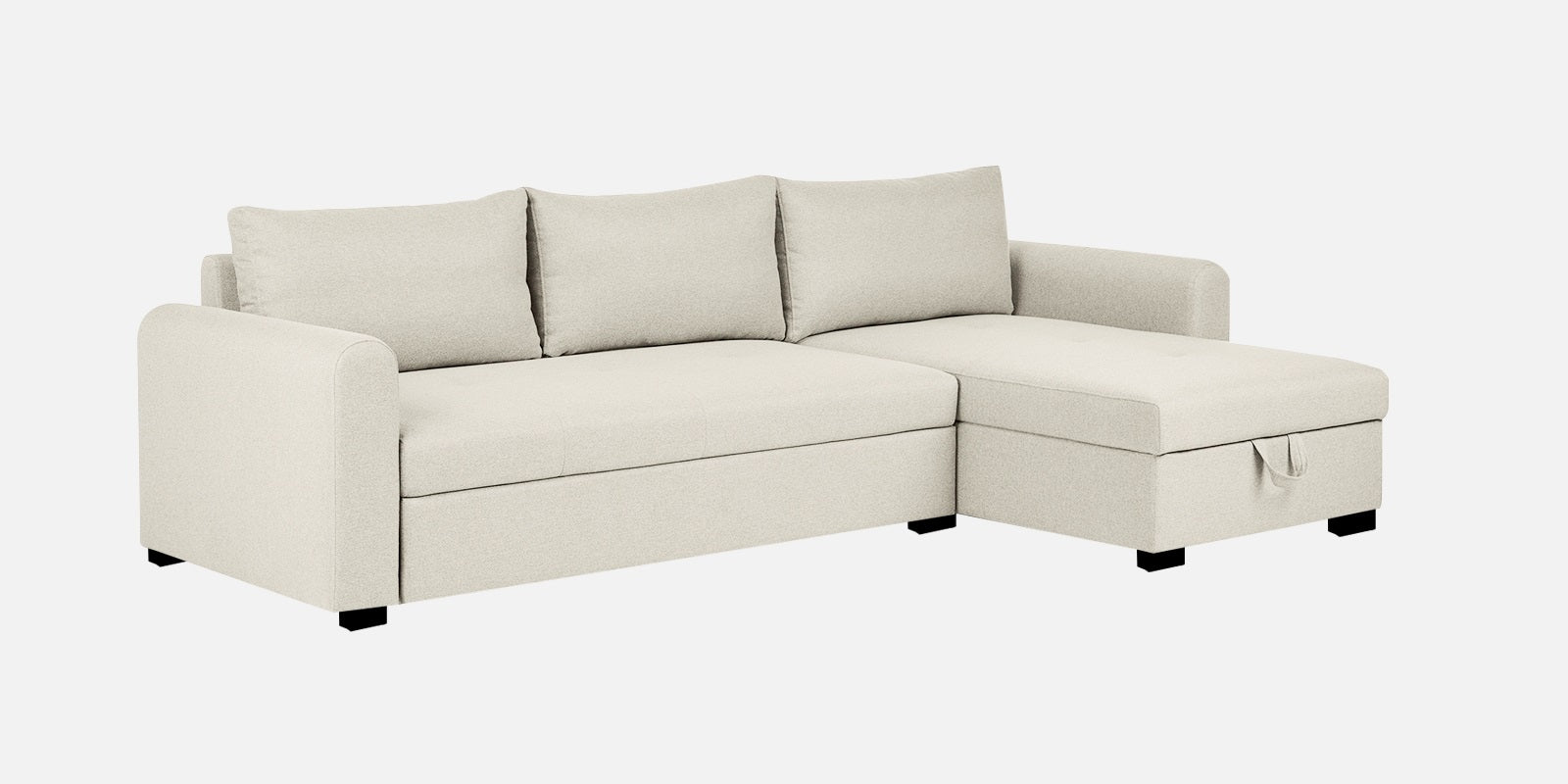Sigma Fabric LHS Sectional Sofa (3+Lounger) In Ivory Cream Colour - Febonic Living