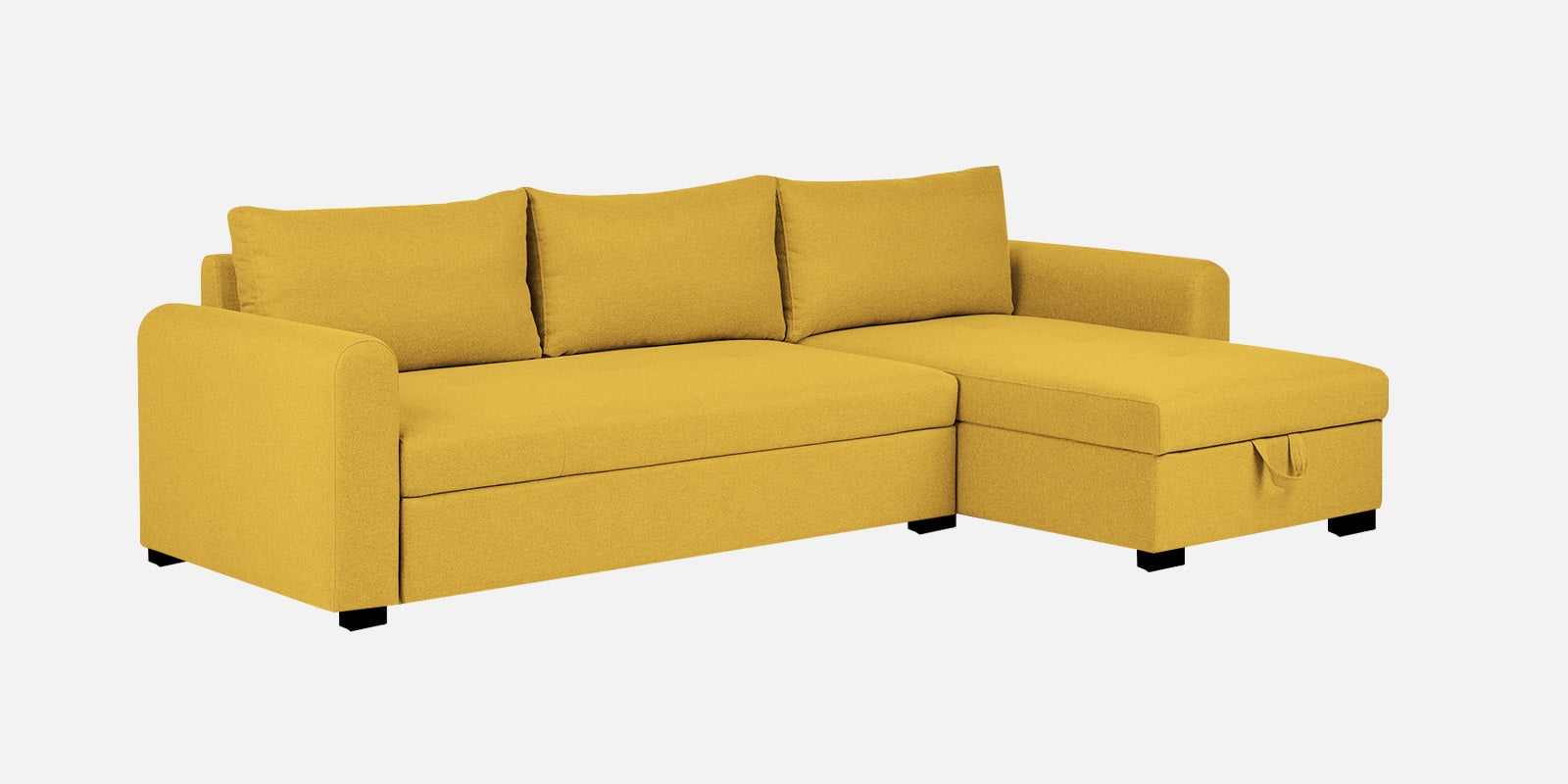 Sigma Fabric LHS Sectional Sofa (3+Lounger) In Bold Yellow Colour - Febonic Living