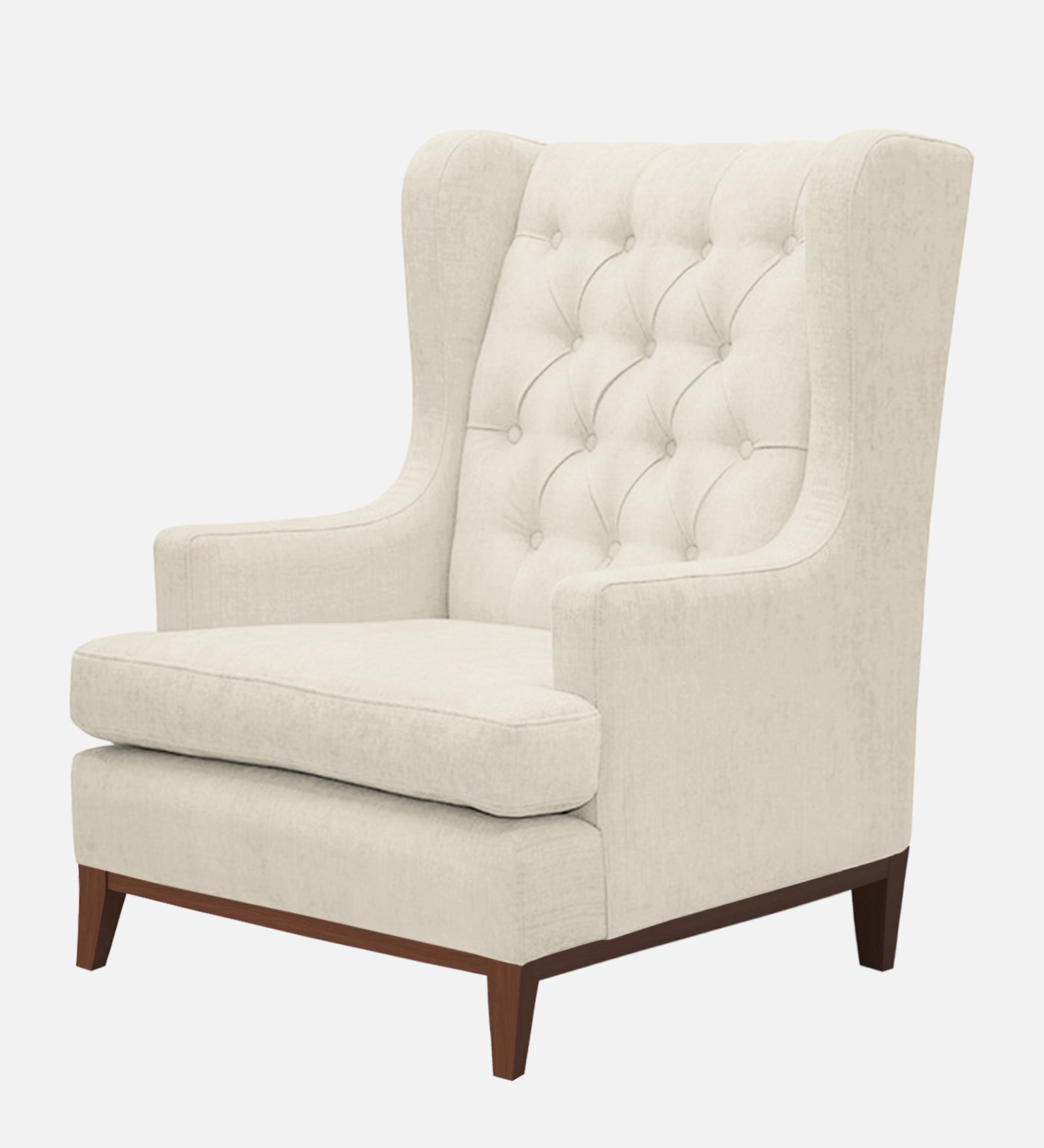 Panas Fabric Wing Chair In Ivory Cream Colour - Febonic Living