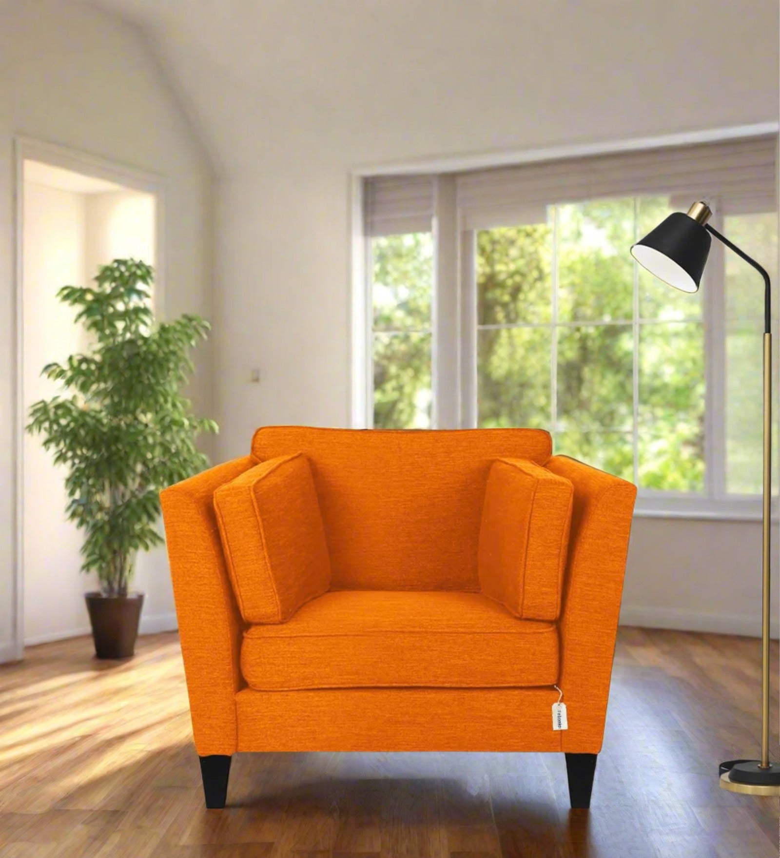 Nigar Fabric 1 Seater Sofa In  Vivid Orange Colour - Febonic Living