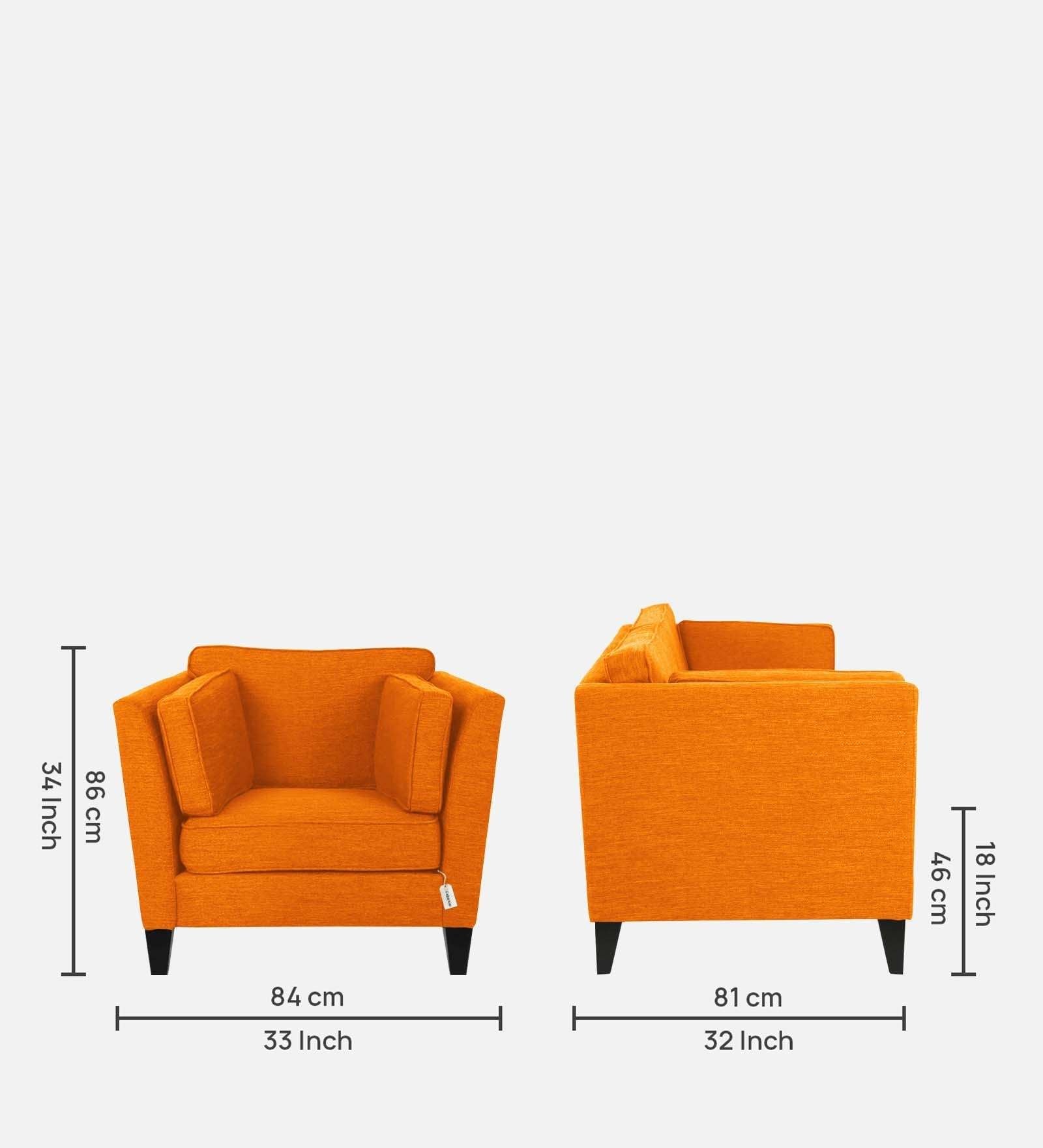Nigar Fabric 1 Seater Sofa In  Vivid Orange Colour - Febonic Living
