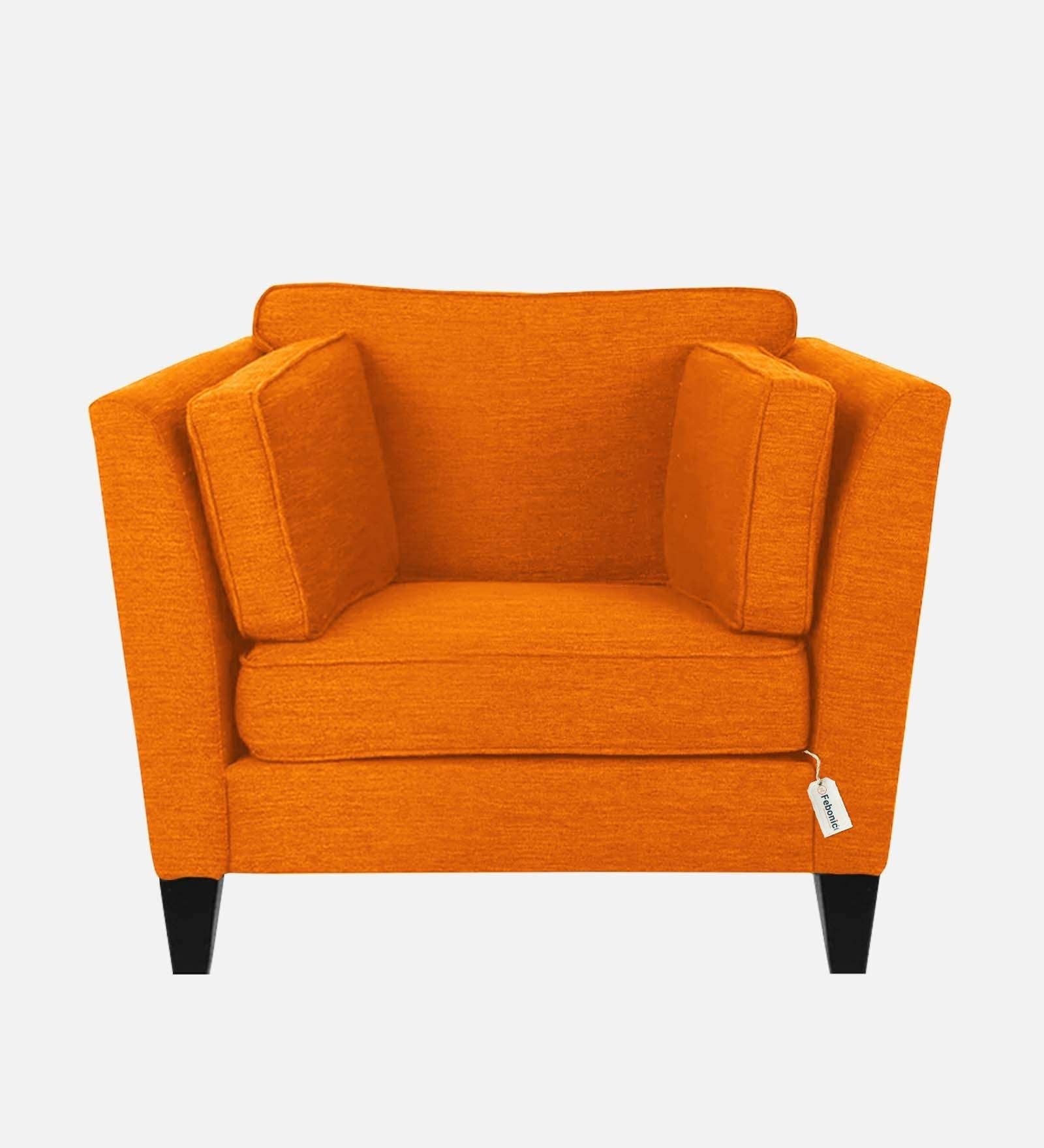 Nigar Fabric 1 Seater Sofa In  Vivid Orange Colour - Febonic Living