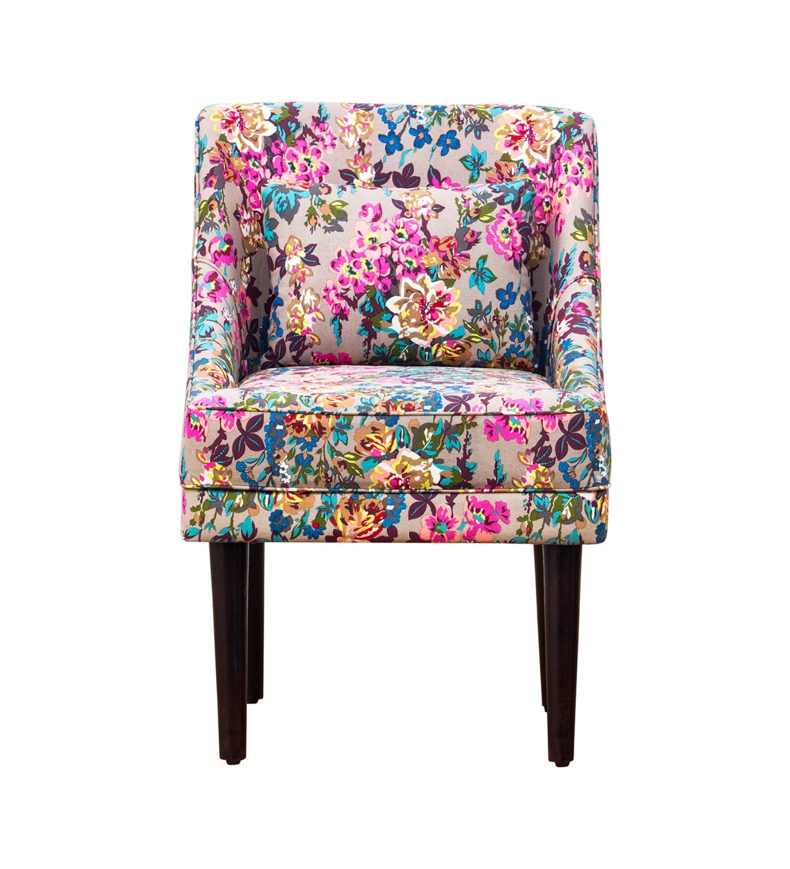 Moly Floral Print Fabric Accent Chair in Multi Colour - Febonic Living