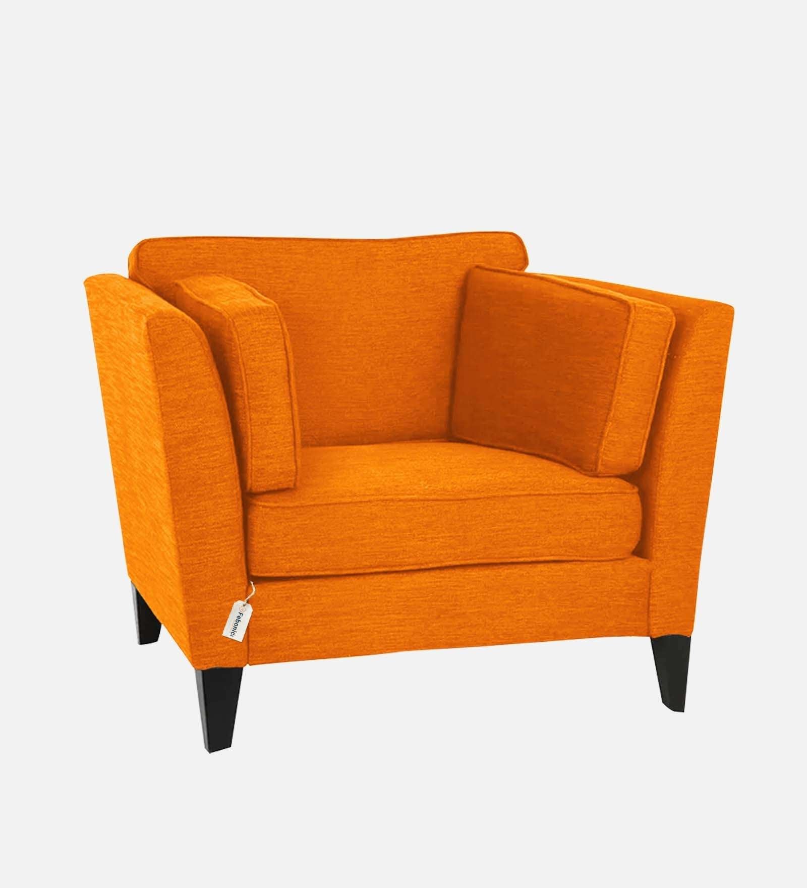 Nigar Fabric 1 Seater Sofa In  Vivid Orange Colour - Febonic Living