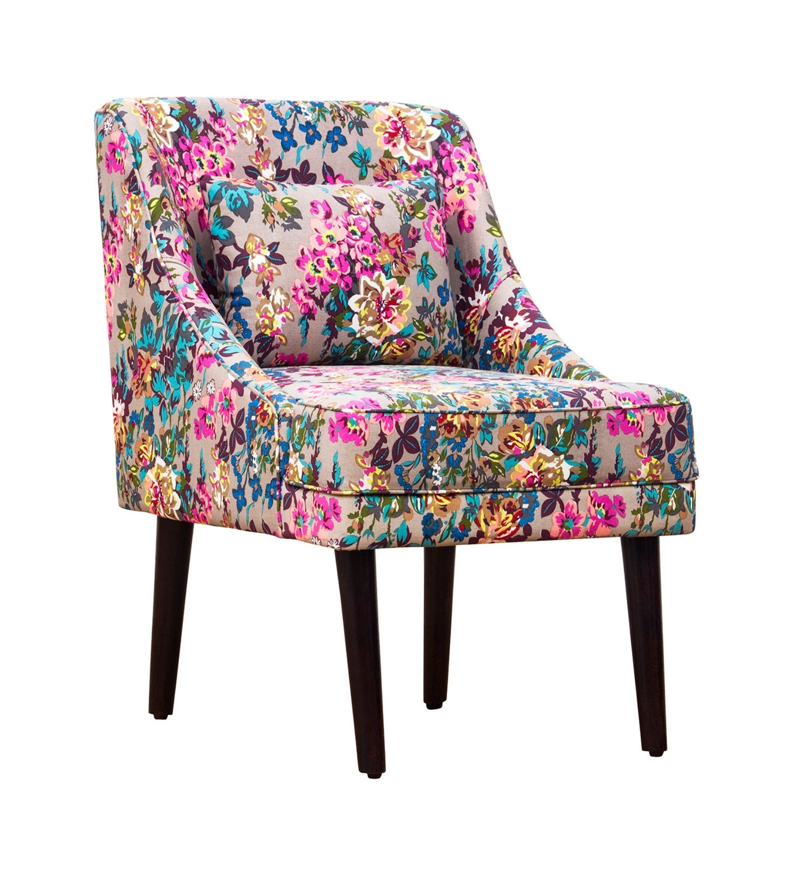 Moly Floral Print Fabric Accent Chair in Multi Colour - Febonic Living