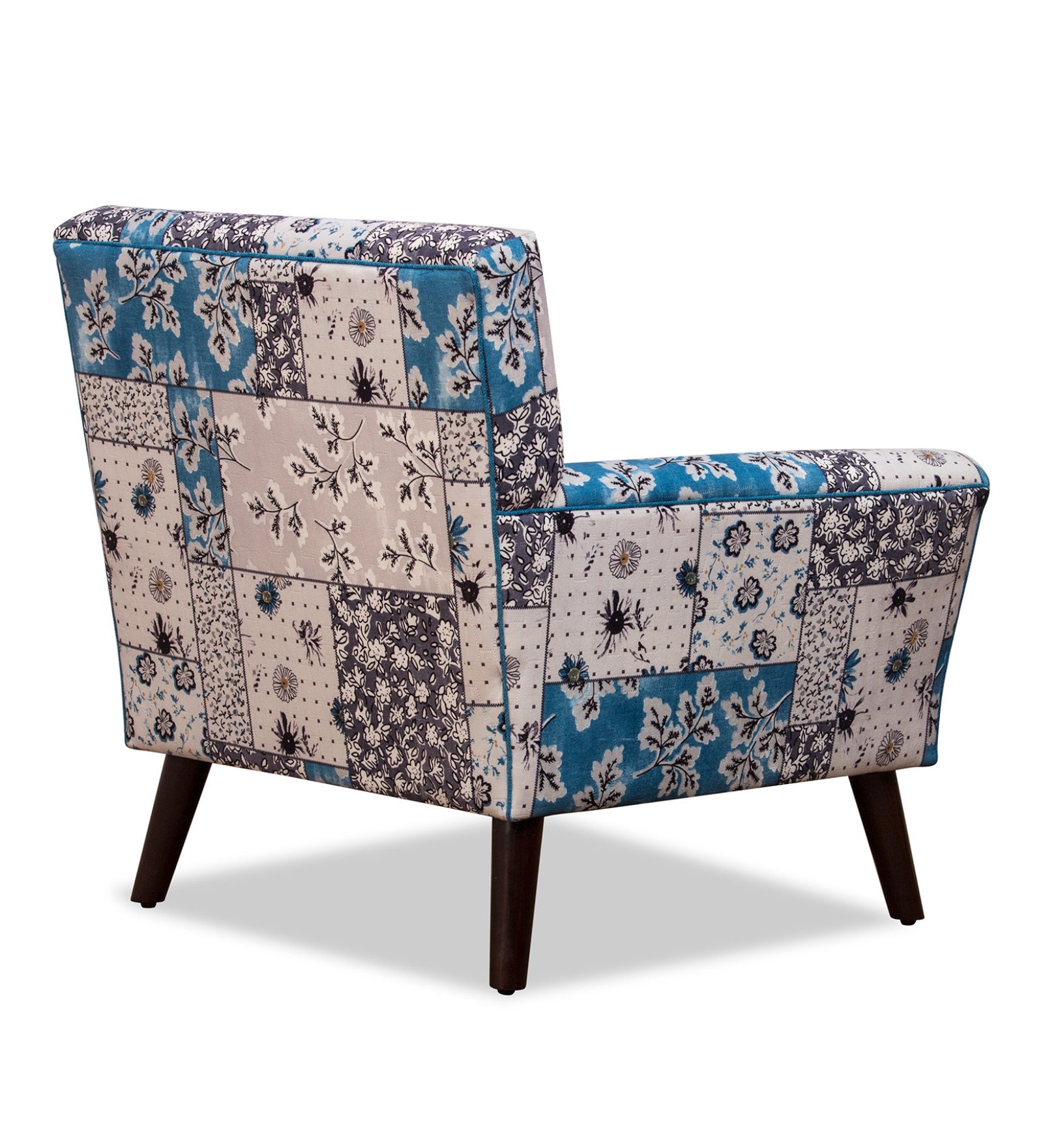 Marco Printed Fabric Arm Chair in White & Blue Colour - Febonic Living