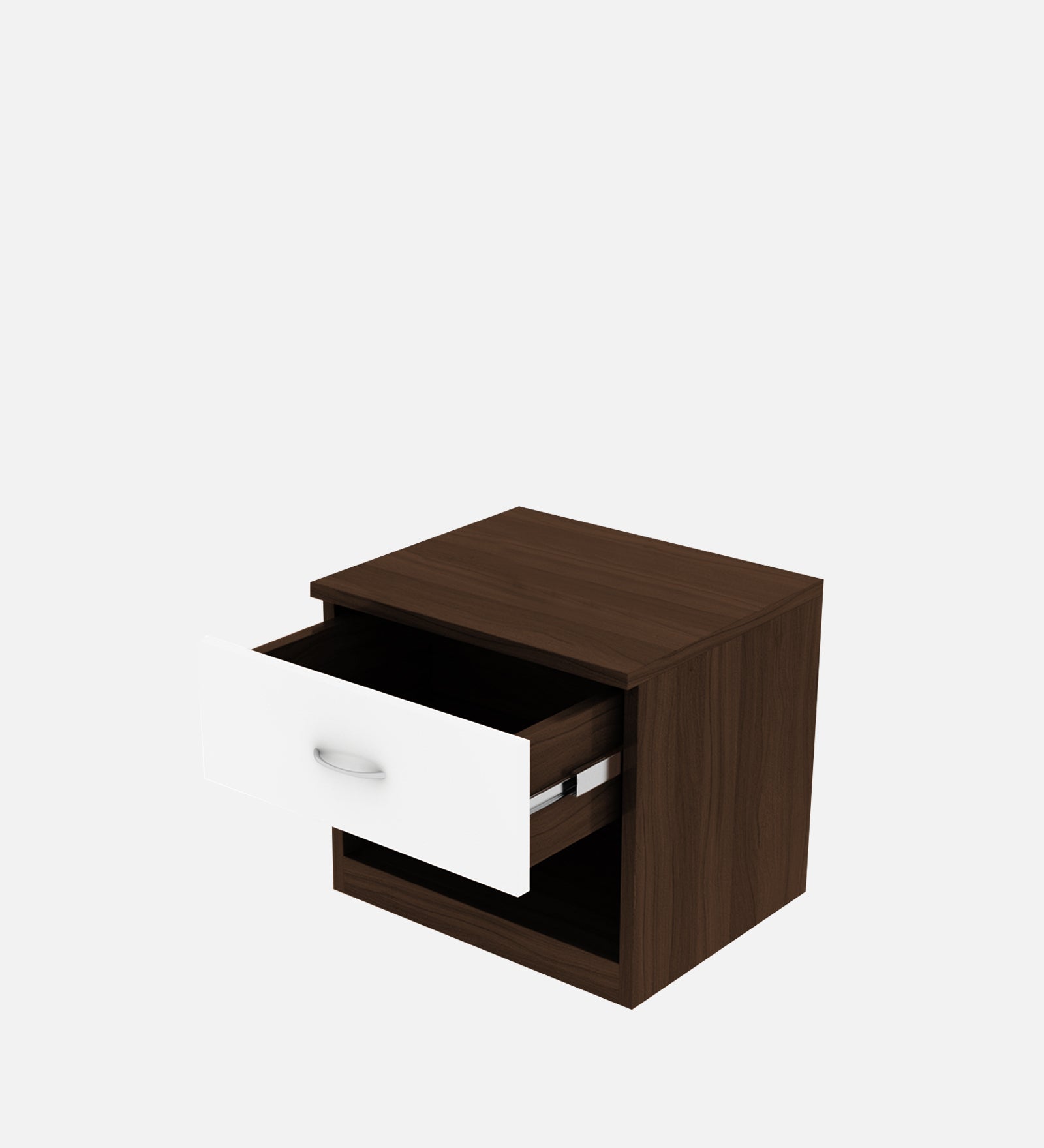 Rona Bedside Table With Drawer in Dark Walnut & Frosty White Finish - Febonic Living