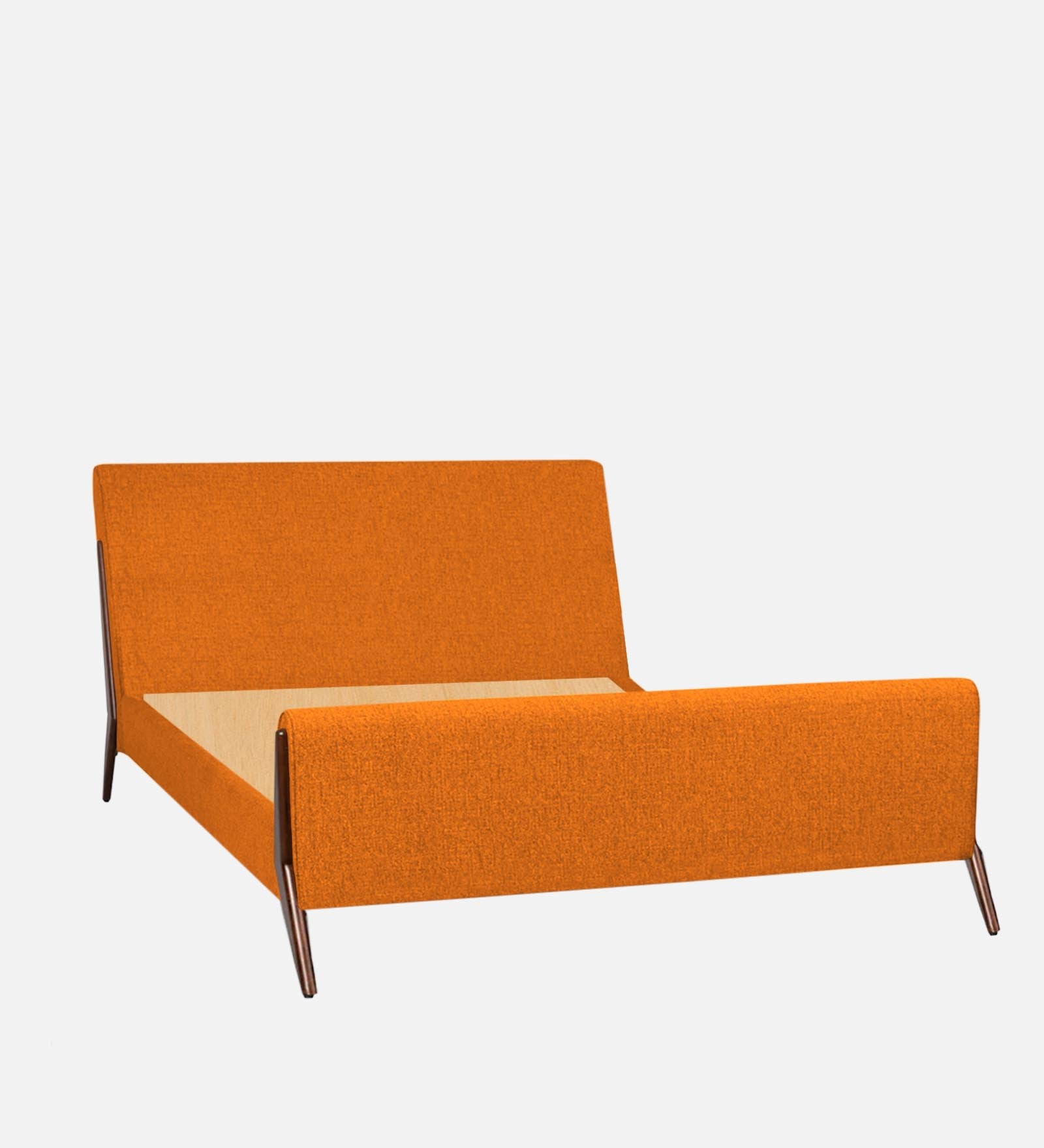 Catla Fabric King Size Bed In Vivid Orange Colour - Febonic Living