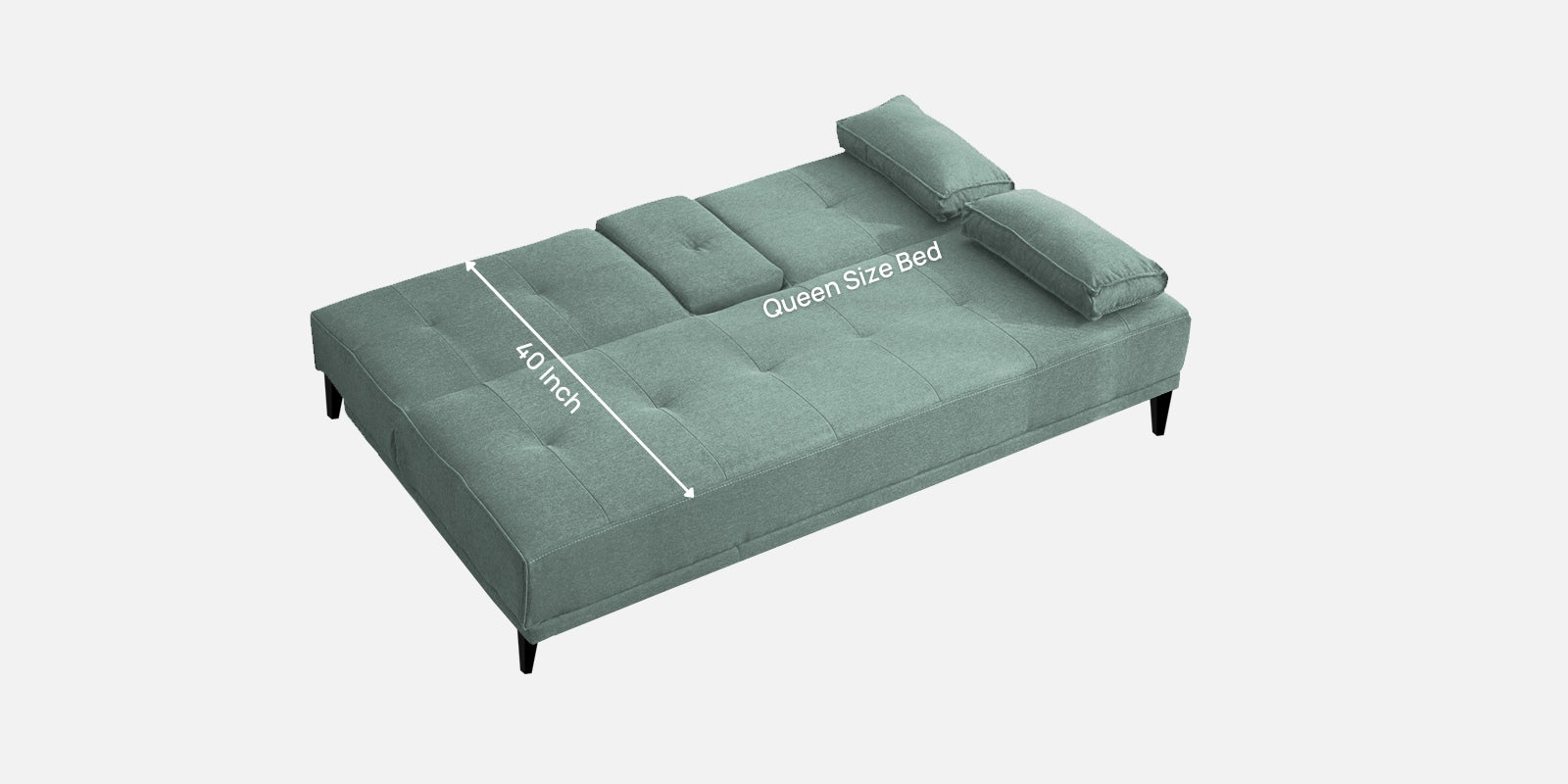 Jerry Fabric 3 Seater Convertible Sofa Cum Bed In Suka Blue Colour - Febonic Living