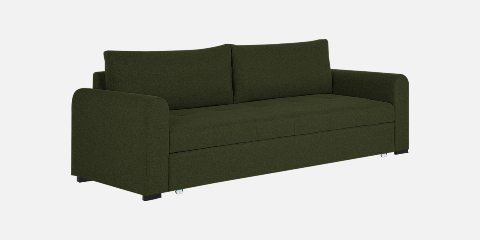 Sigma Fabric 3 Seater Pull Out Sofa Cum Bed In Olive Green Colour - Febonic Living