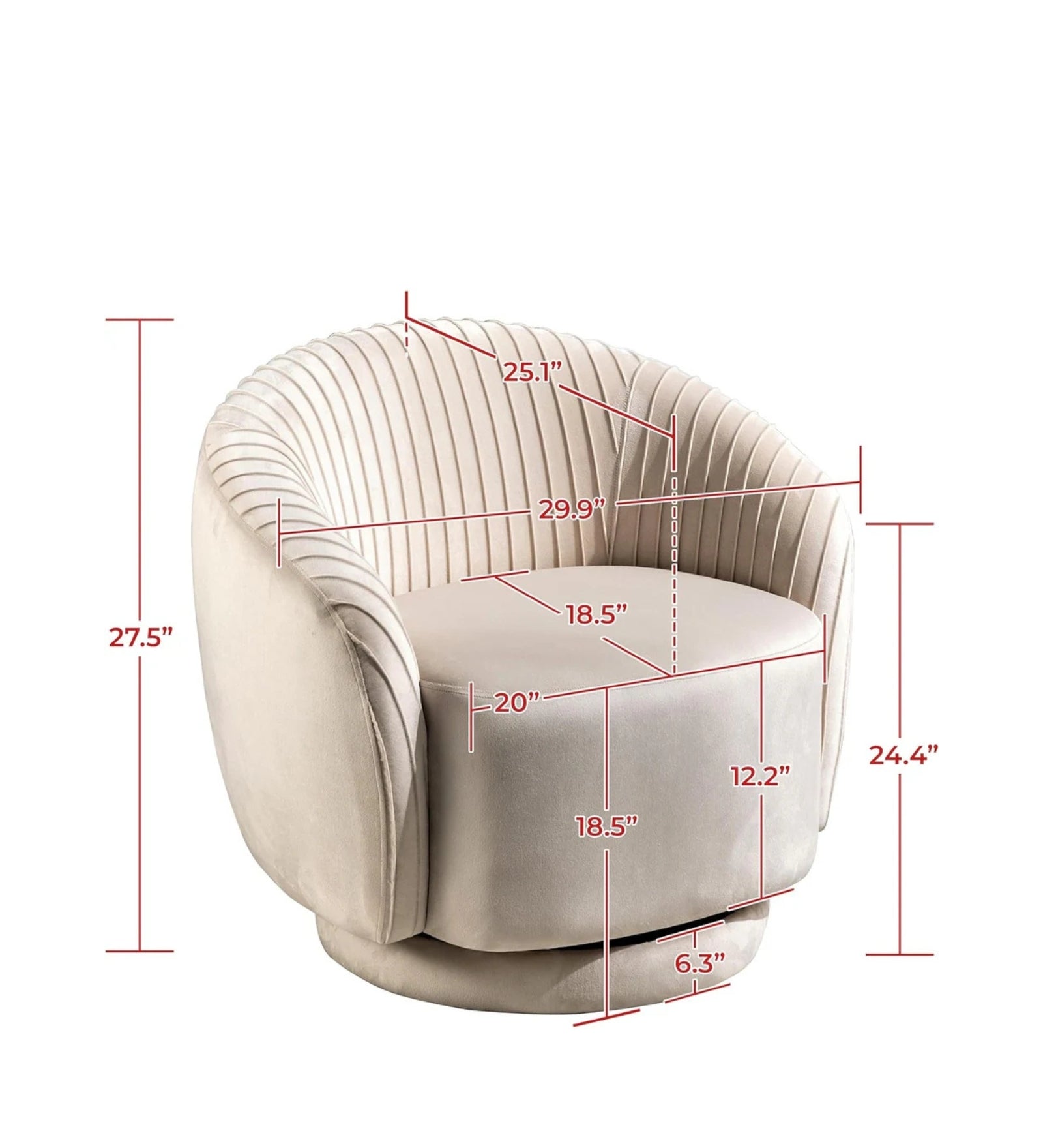 Milo Velvet Swivel Chair in Camel Beige Colour