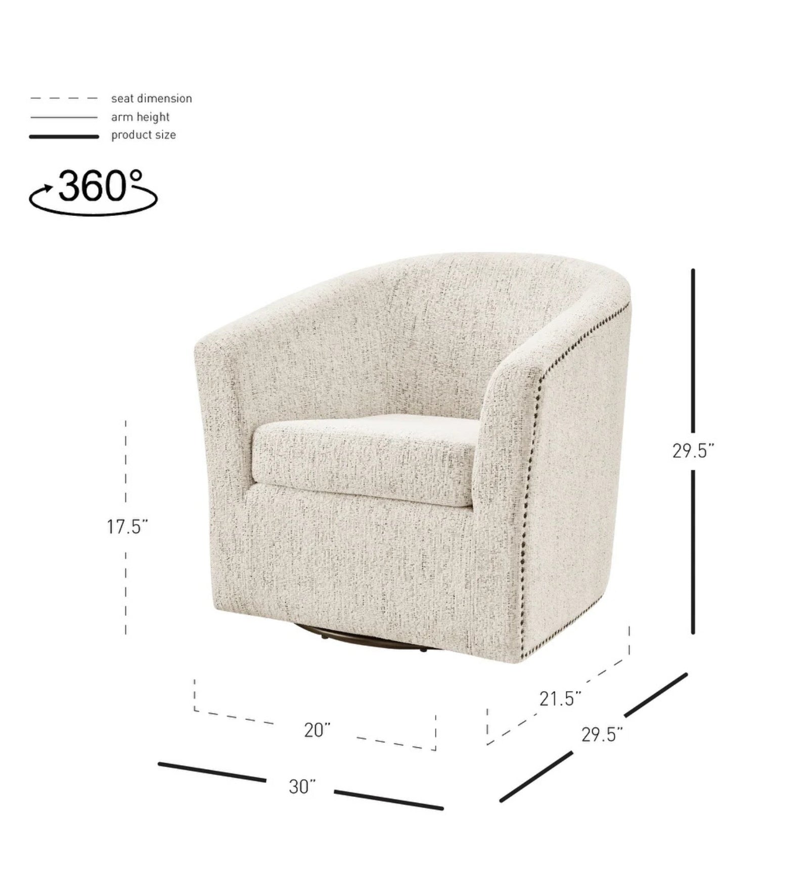 Loki Fabric Swivel Chair in Ash Grey Colour