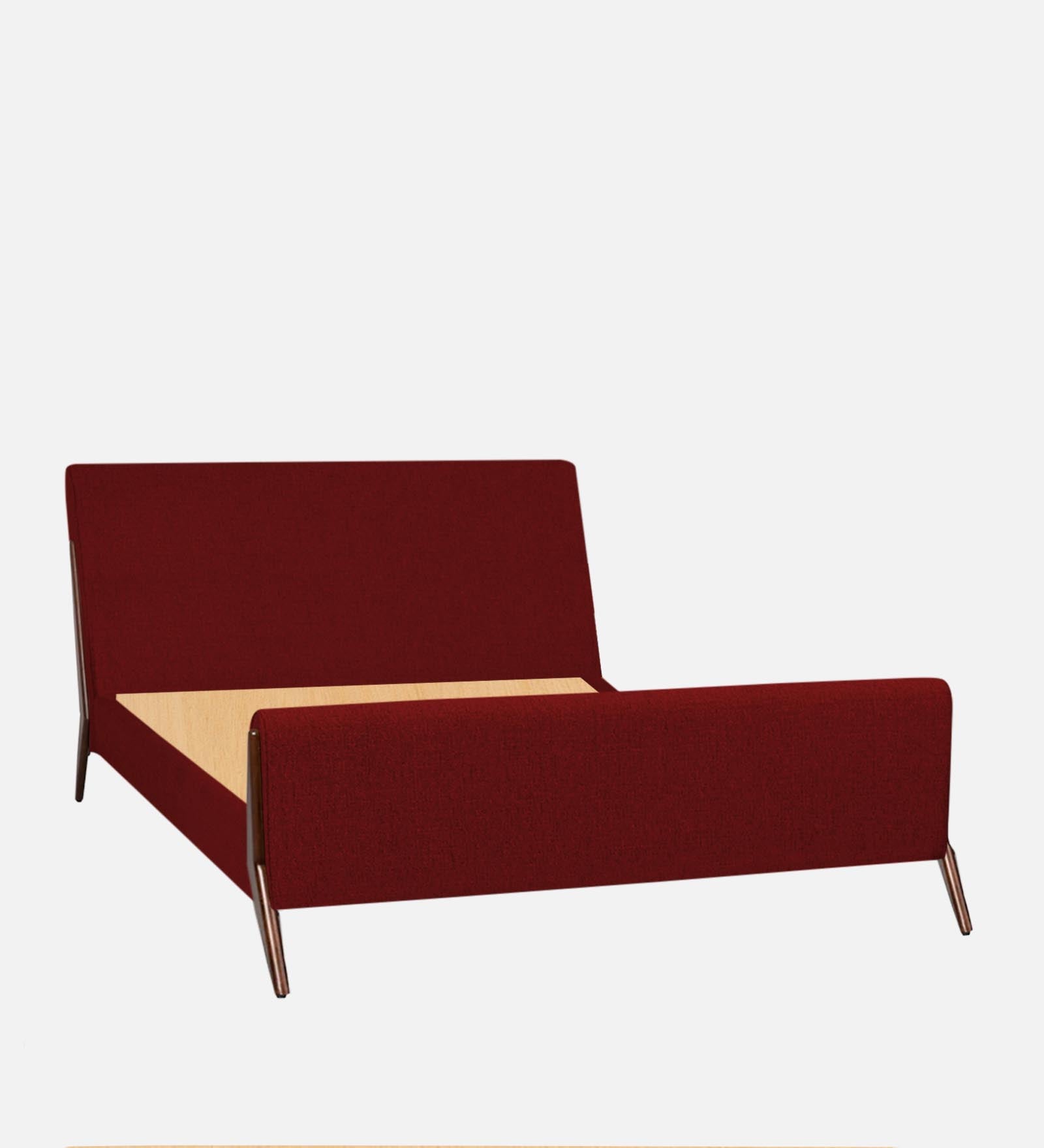 Catla Fabric Queen Size Bed In Blood Maroon Colour - Febonic Living