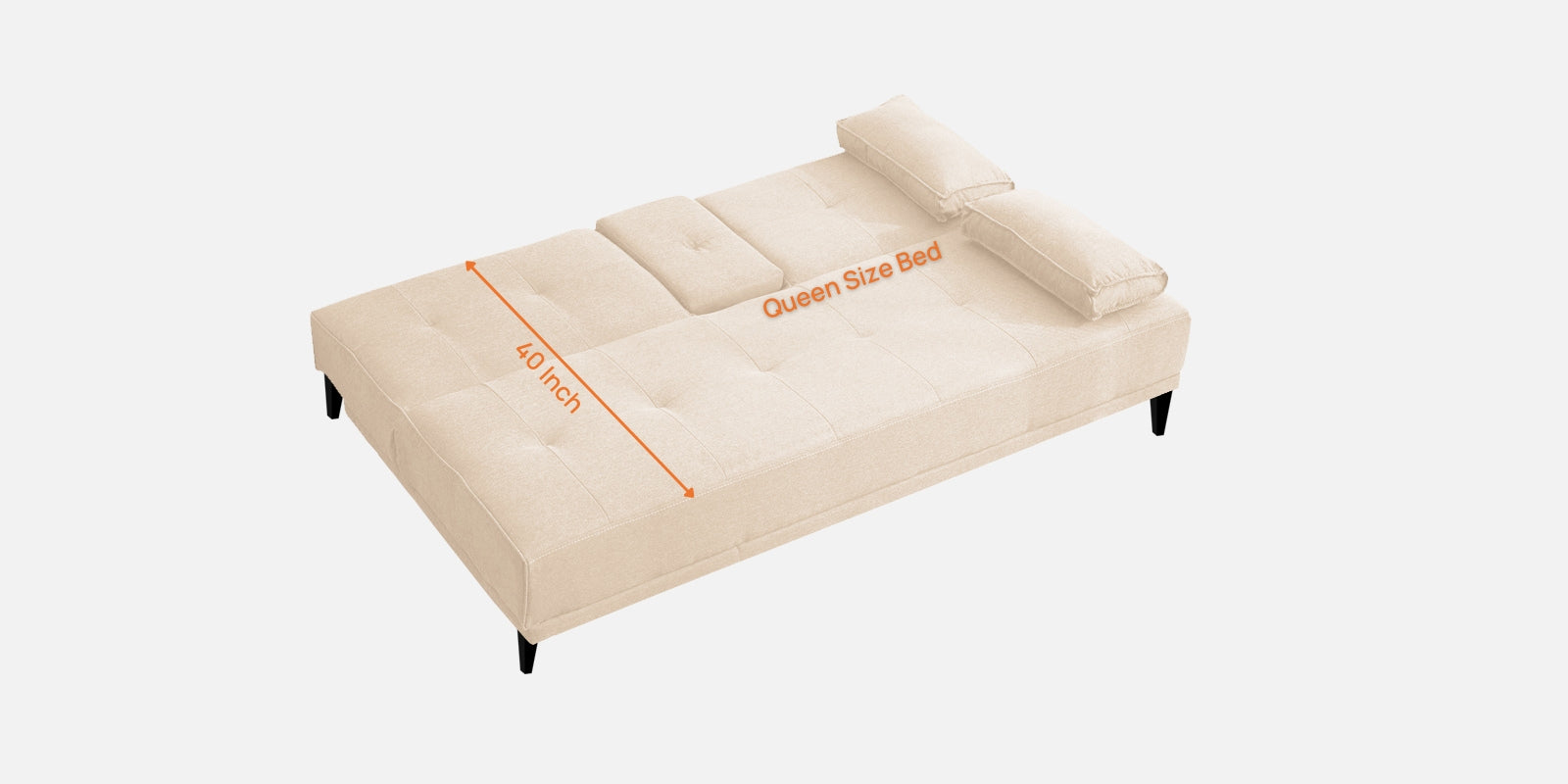 Jerry Fabric 3 Seater Convertible Sofa Cum Bed In Woom Beige Colour - Febonic Living