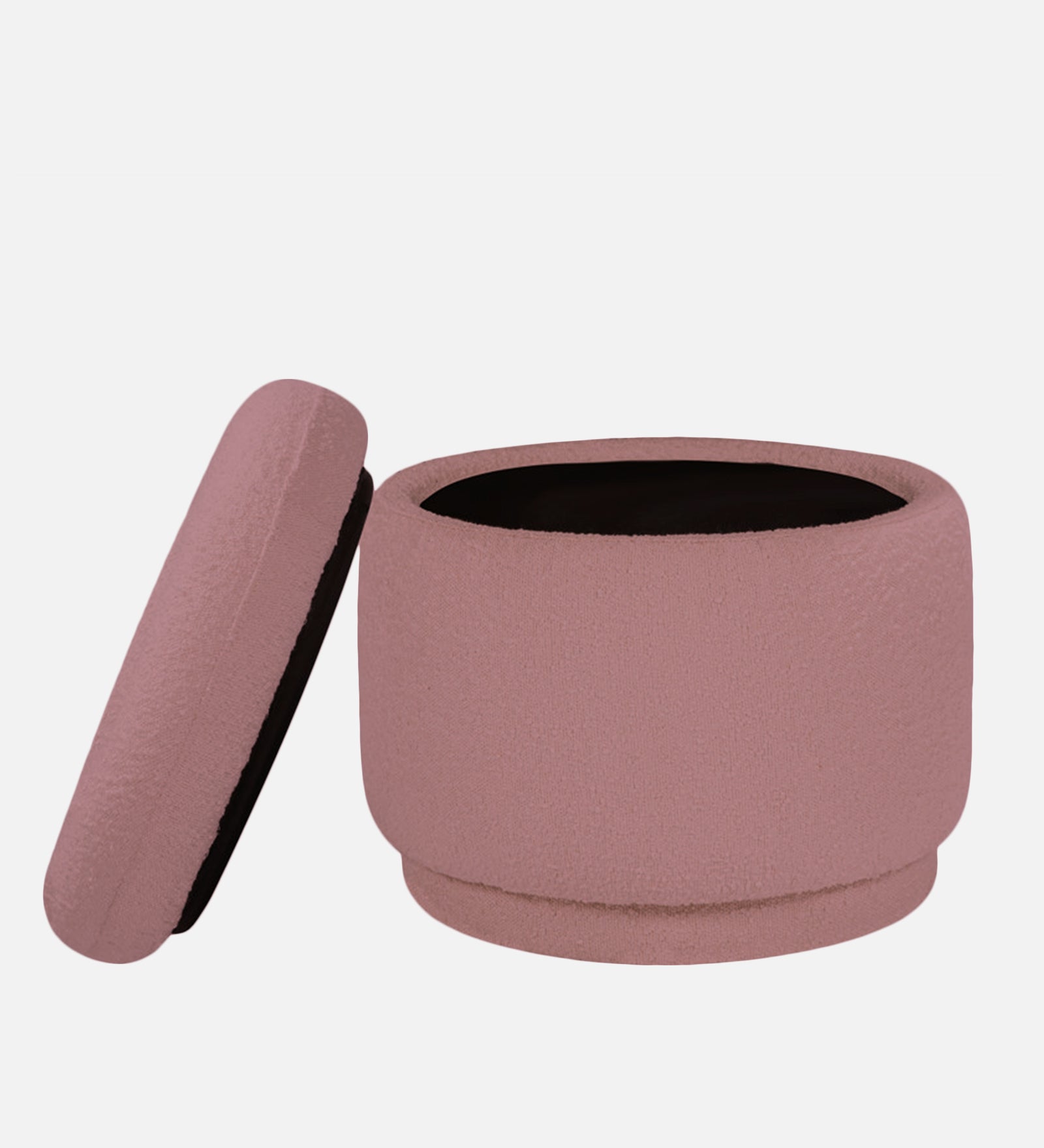Noki Boucle Fabric Ottoman In Basi Pinc Colour With Storage - Febonic Living
