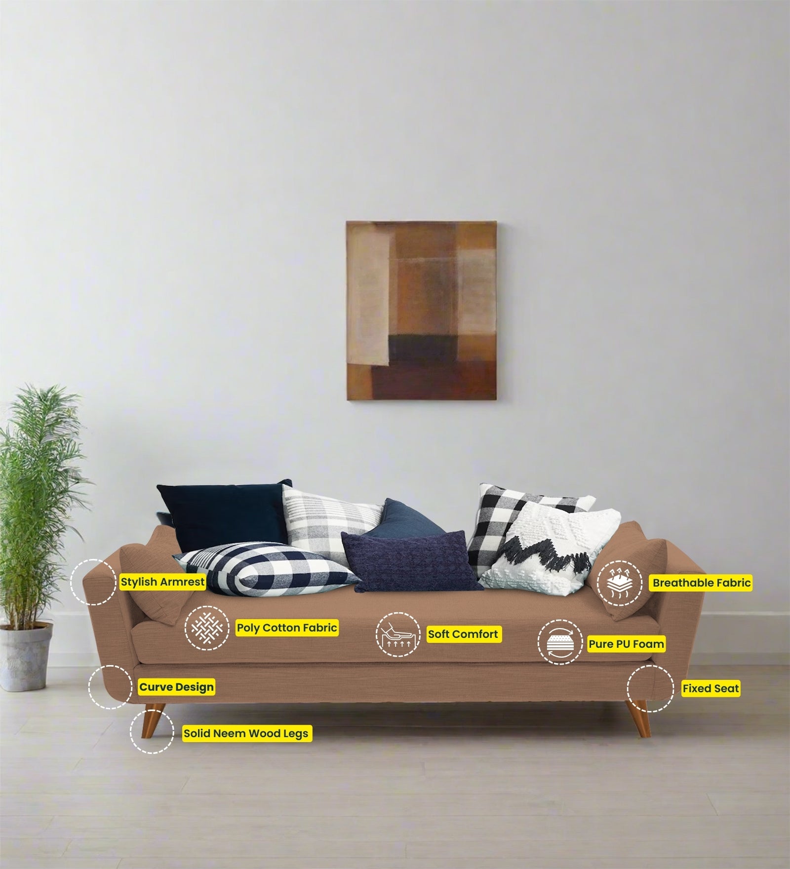 Jasmin Fabric Chaise Lounger In Cosmic Beige Colour - Febonic Living