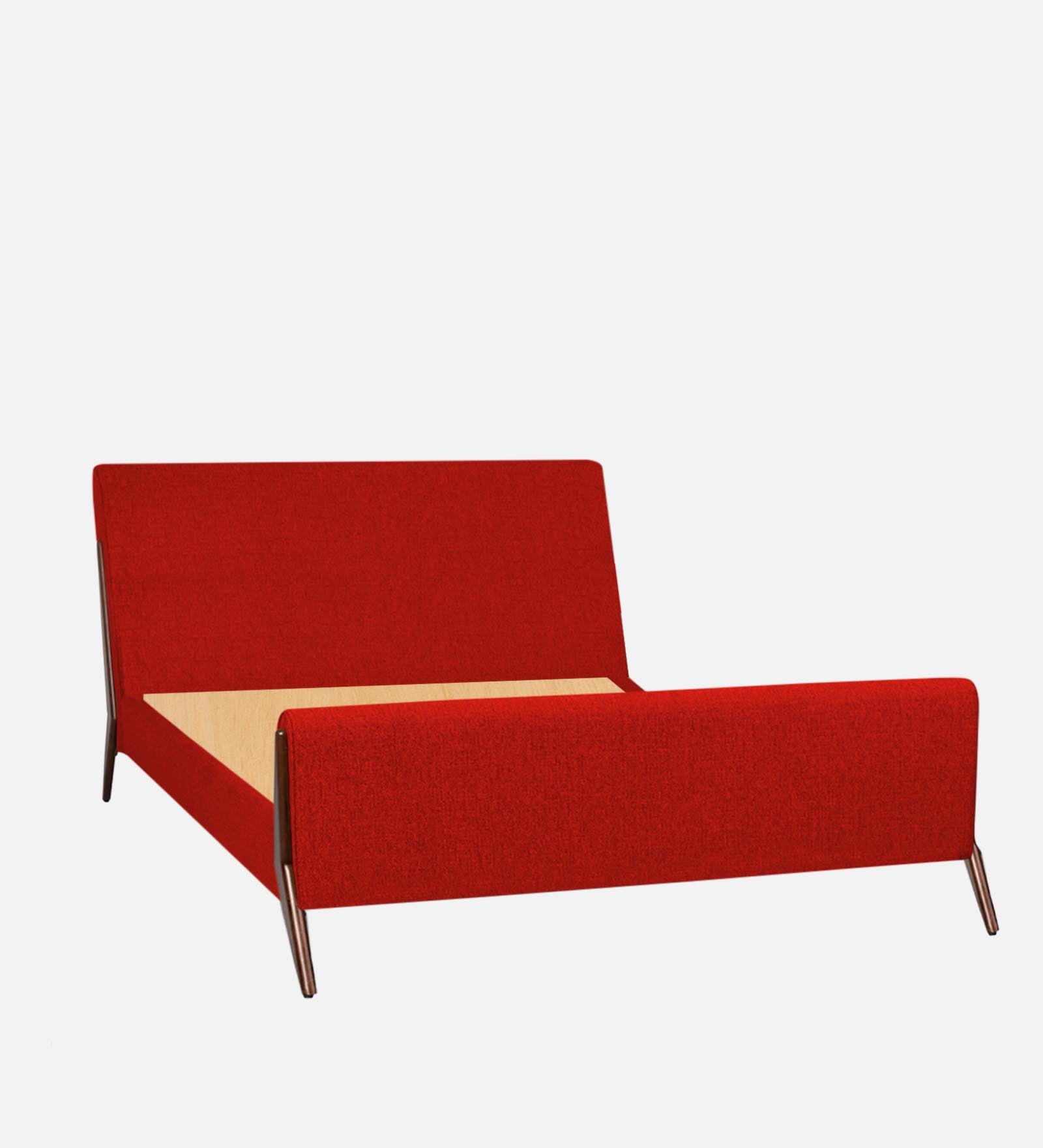 Catla Fabric Queen Size Bed In Ruby Red Colour - Febonic Living