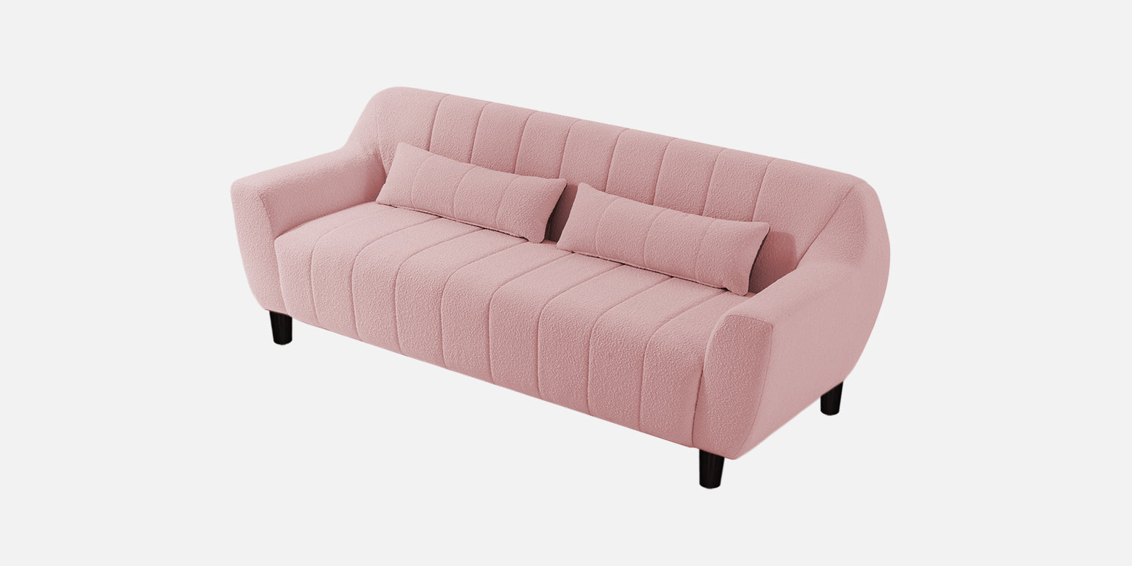 Nesco Boucle Fabric 3 Seater Sofa In Basi Pinc Colour - Febonic Living